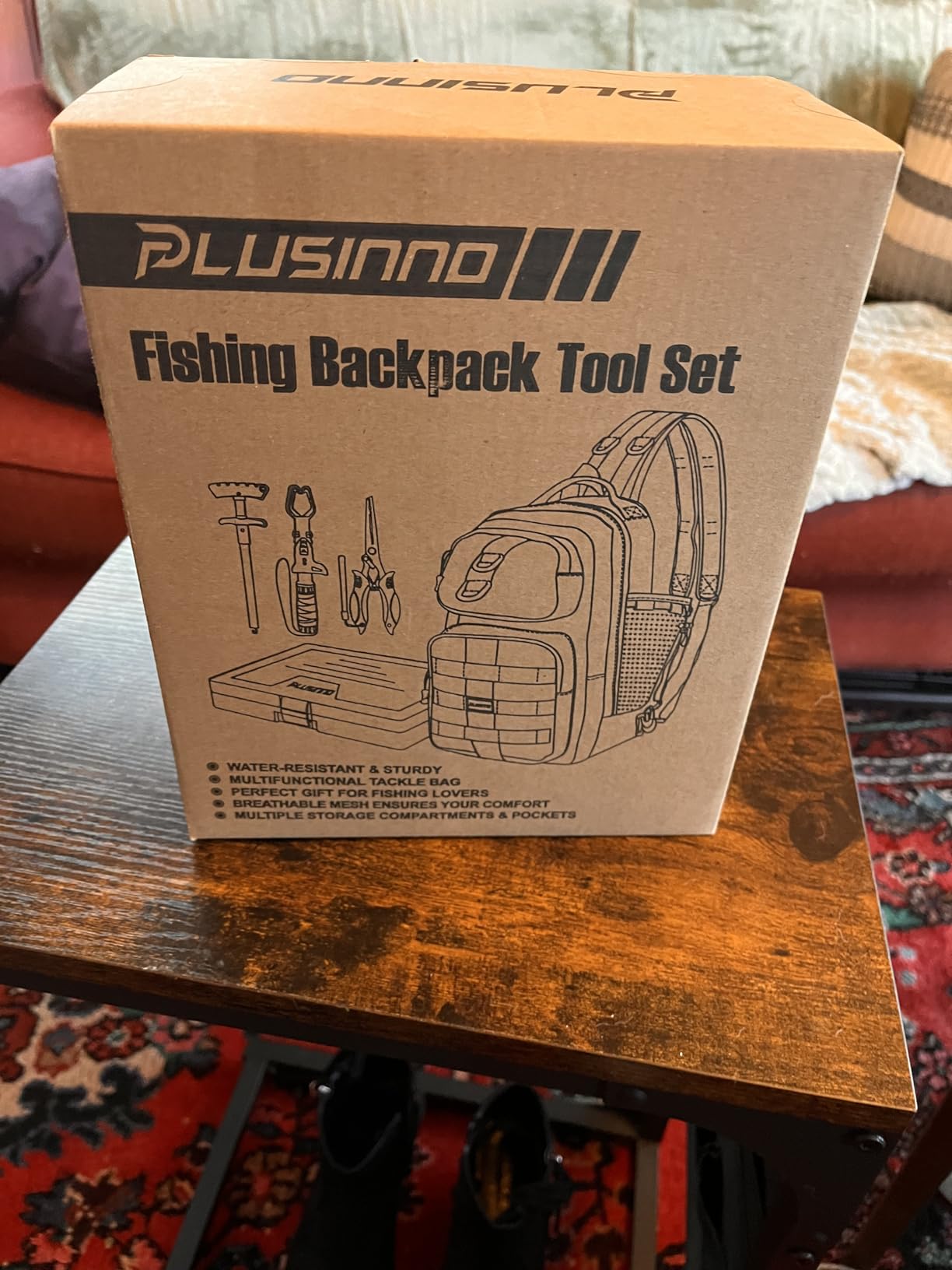 PLUSINNO Fishing Backpack with Tackle Box & Fishing Gear Kit Tackle Bag | Waterproof Fishing Sling Tackle Backpack with Fishing Kit With Rod Holder, Fishing Gifts for Men With Lures, Fishing Pliers customer photo 1