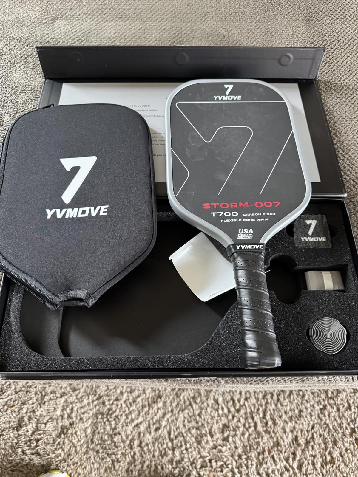 YVmove 16mm Kevlar T700 Carbon Fiber Pickleball Paddle, USAPA Approved customer photo 2