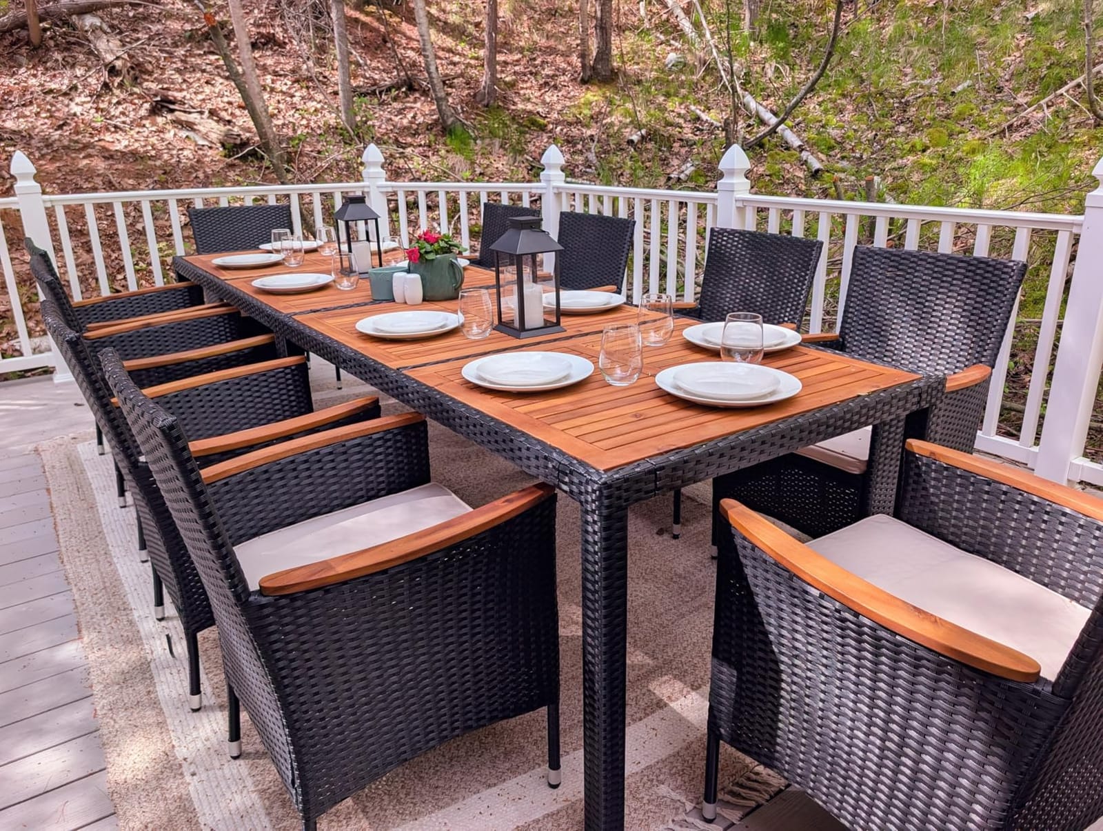 Yaheetech 7 Piece Patio Furniture Set, Outdoor Dining Acacia Wood Table Top customer photo 2