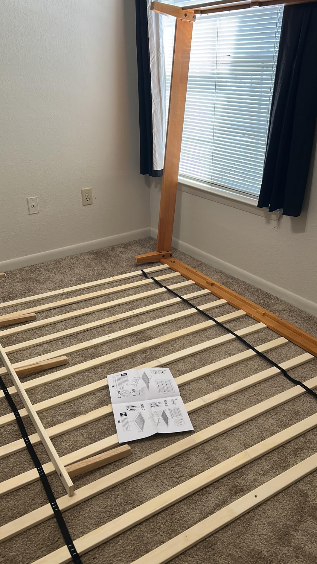 Yaheetech King Size Solid Wood Platform Bed Frame Low-Profile Dark Walnut customer photo 1