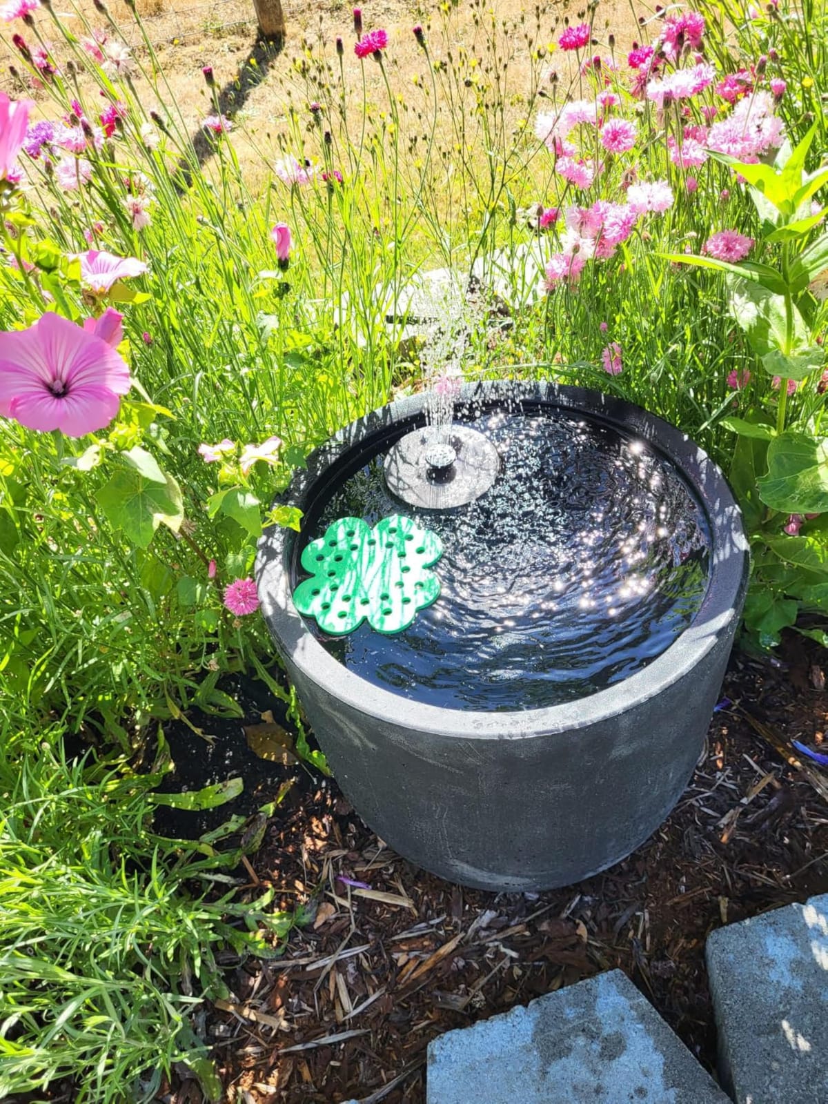 POPOSOAP 8W Solar Fountain Pump with Built-in 3600mAh Battery, Solar Powered Bird Bath Fountain with Dry-run Protection & Double-layer Nozzles 5Ft Tubing for Pond, Bird Bath, Backyard Water Feature customer photo 2