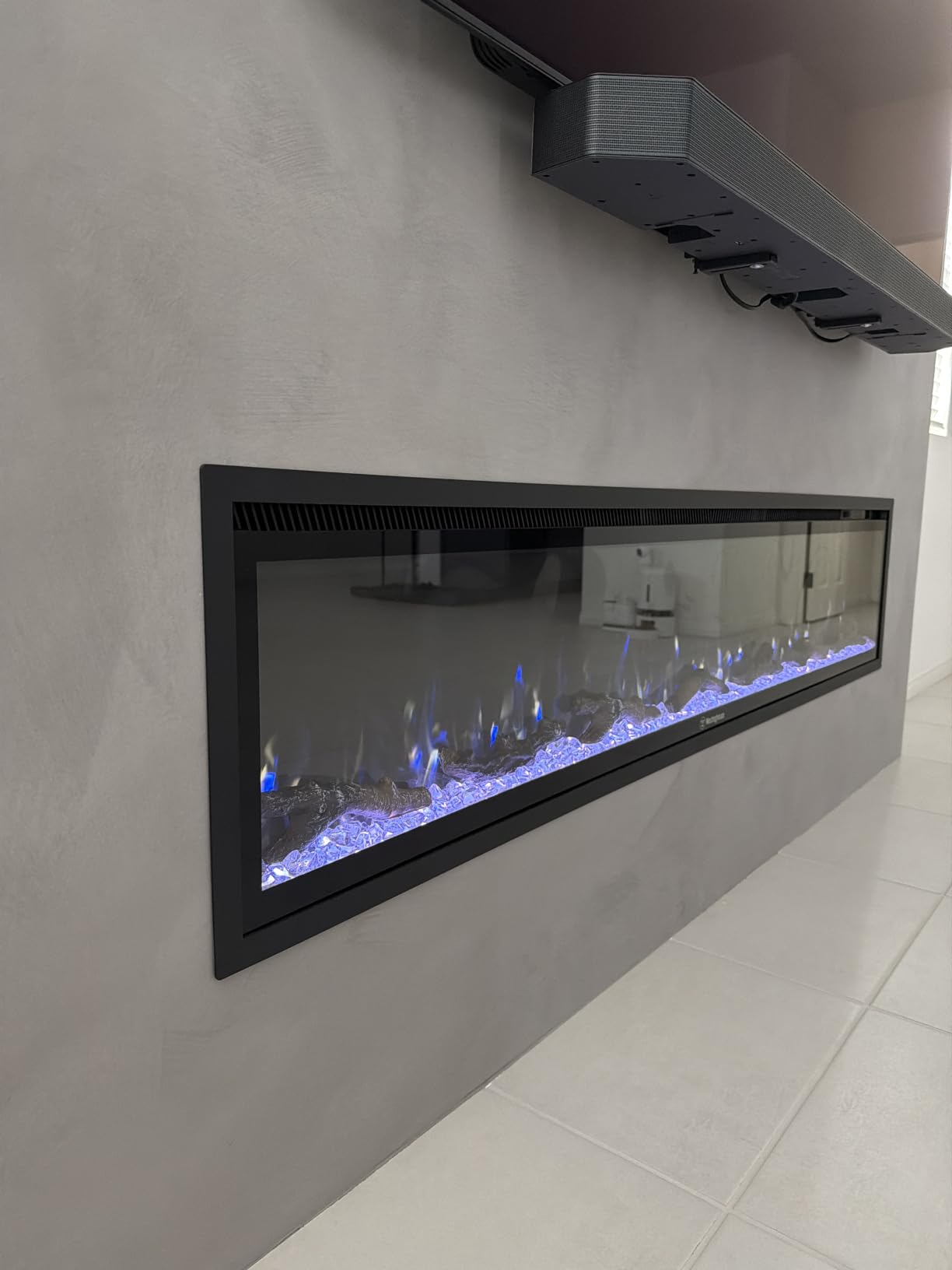 Westinghouse 50 Inch Electric Fireplace Heater, Compatible with Alexa & Google Home, Wall Mount or in-Wall Recessed Fireplace Insert, 24 Hour Timer, Color Changing Flames, 750W/1500W Indoor Heater customer photo 1