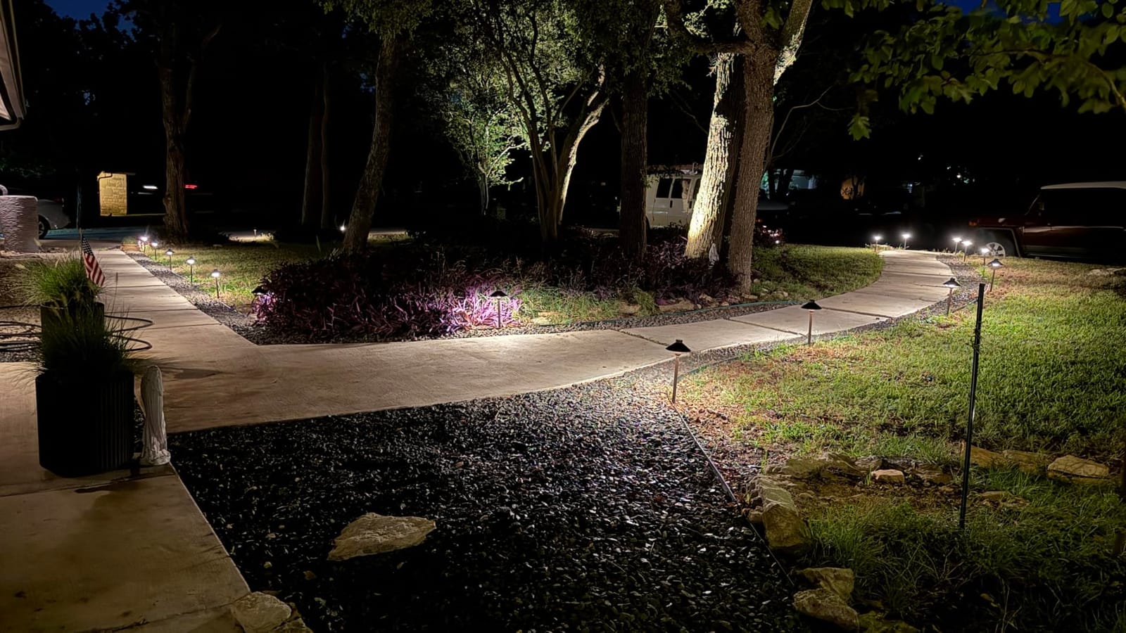 PARTPHONER Low Voltage Landscape Lighting 12-Pack, Aluminum 12V Pathway Lights with G4 Bulbs, Waterproof Oil Rubbed Bronze Color Wired Path Lights with Connectors for Walkway Yard Garden customer photo 2