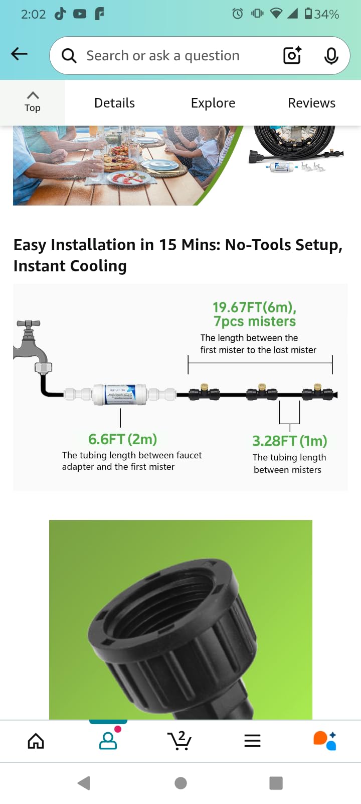 100FT Misting Cooling System for Patio & Garden - Brass Nozzles, UV-Resistant Tubing, DIY Installation - Water-Saving Backyard Mister for Outdoors, Greenhouse, Trampoline, Pool, BBQ Parties customer photo 1