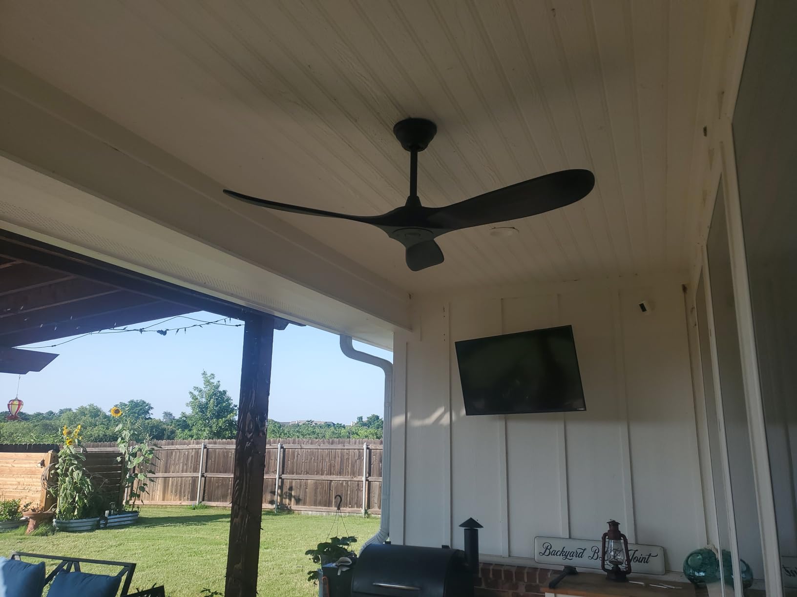 60 Inch Black Outdoor Ceiling Fan for Patios No Light Damp Rated, High CFM customer photo 2