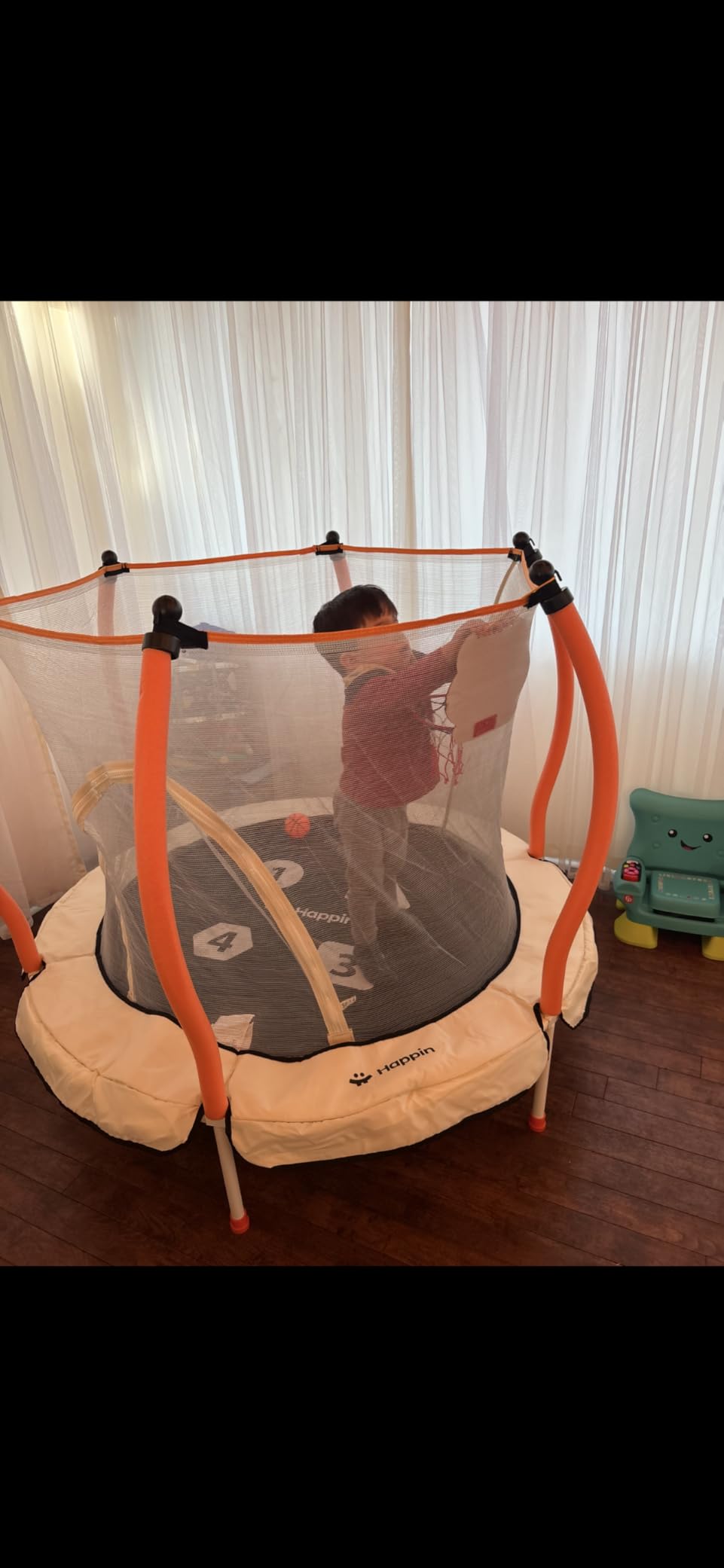 Happin® 55’’ Trampoline for Kids with Safety Enclosure, Indoor & Outdoor Toddler Trampoline, Ultra Safe Design with Multi Activity Accessories, Perfect Toddler Gift for Boys & Girls Ages 1–8 customer photo 2