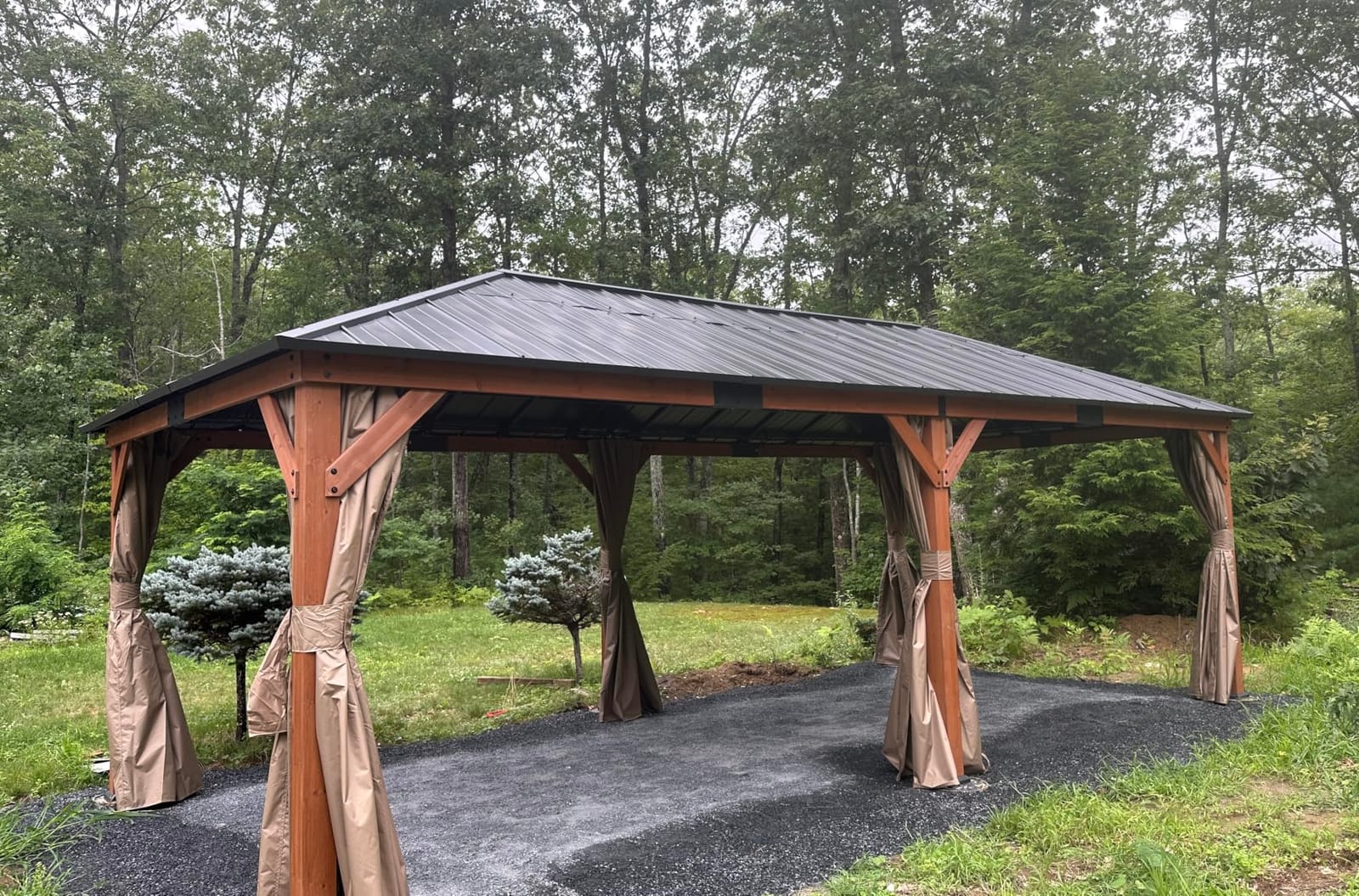 Modern Shade Wood Gazebo 10x12 with Double Galvanized Steel Roof customer photo 1
