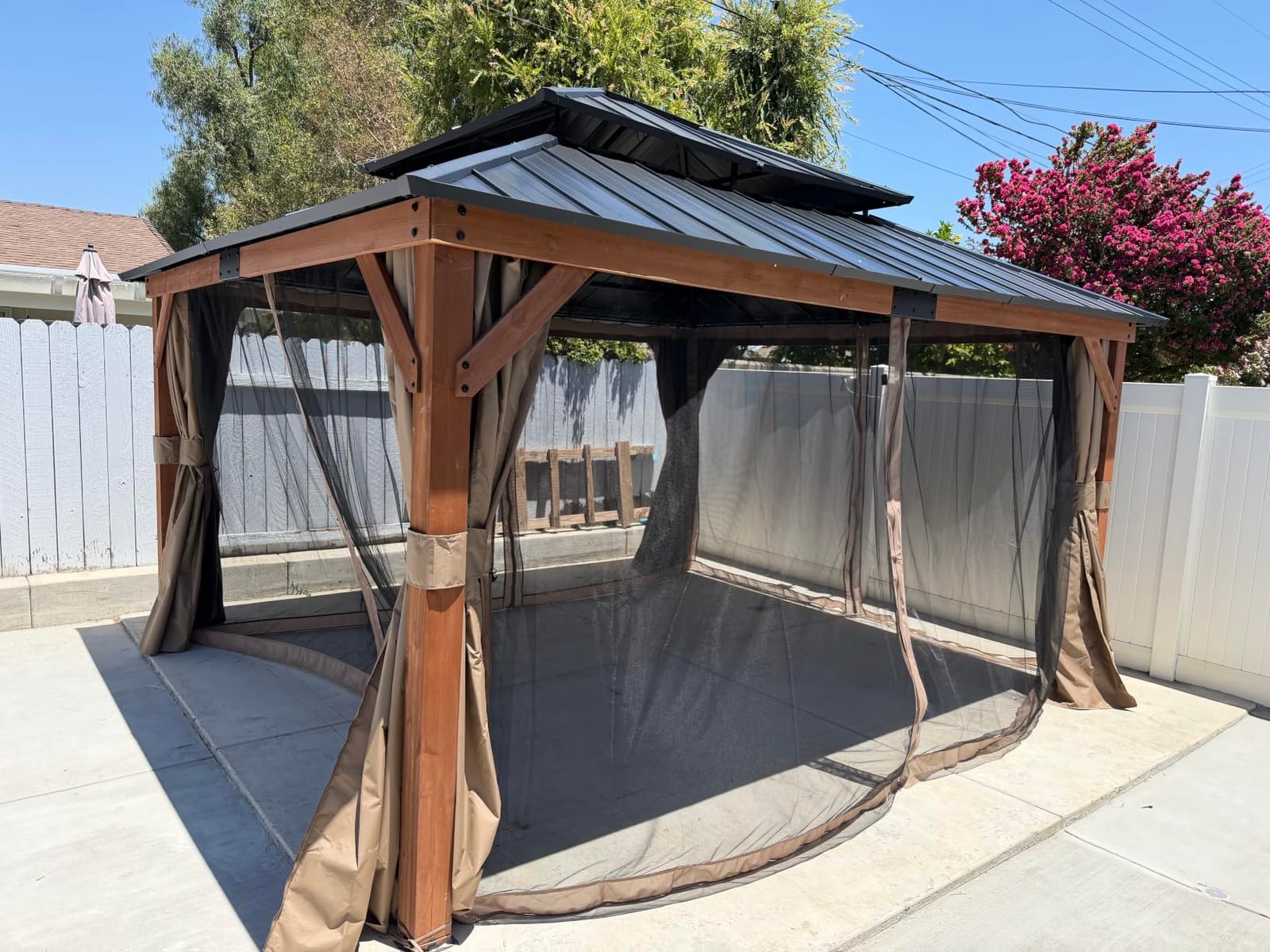 Modern Shade Wood Gazebo 10x12 with Double Galvanized Steel Roof customer photo 2
