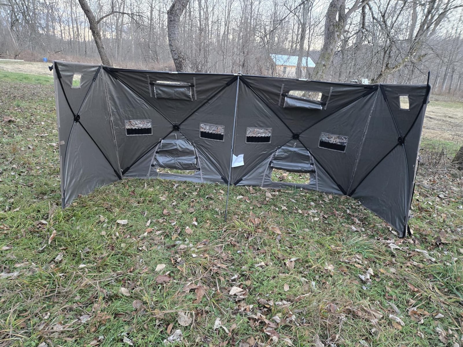 HUNTSEN Hunting Blind with Carrying Bag - 4 Panel with Silent Sliding Windows & Dog Door Portable Pop-Up Deer Blinds - Duck Waterfowl Hunting Ground Blind Camouflage Concealed Shelter for 3-4 People customer photo 1