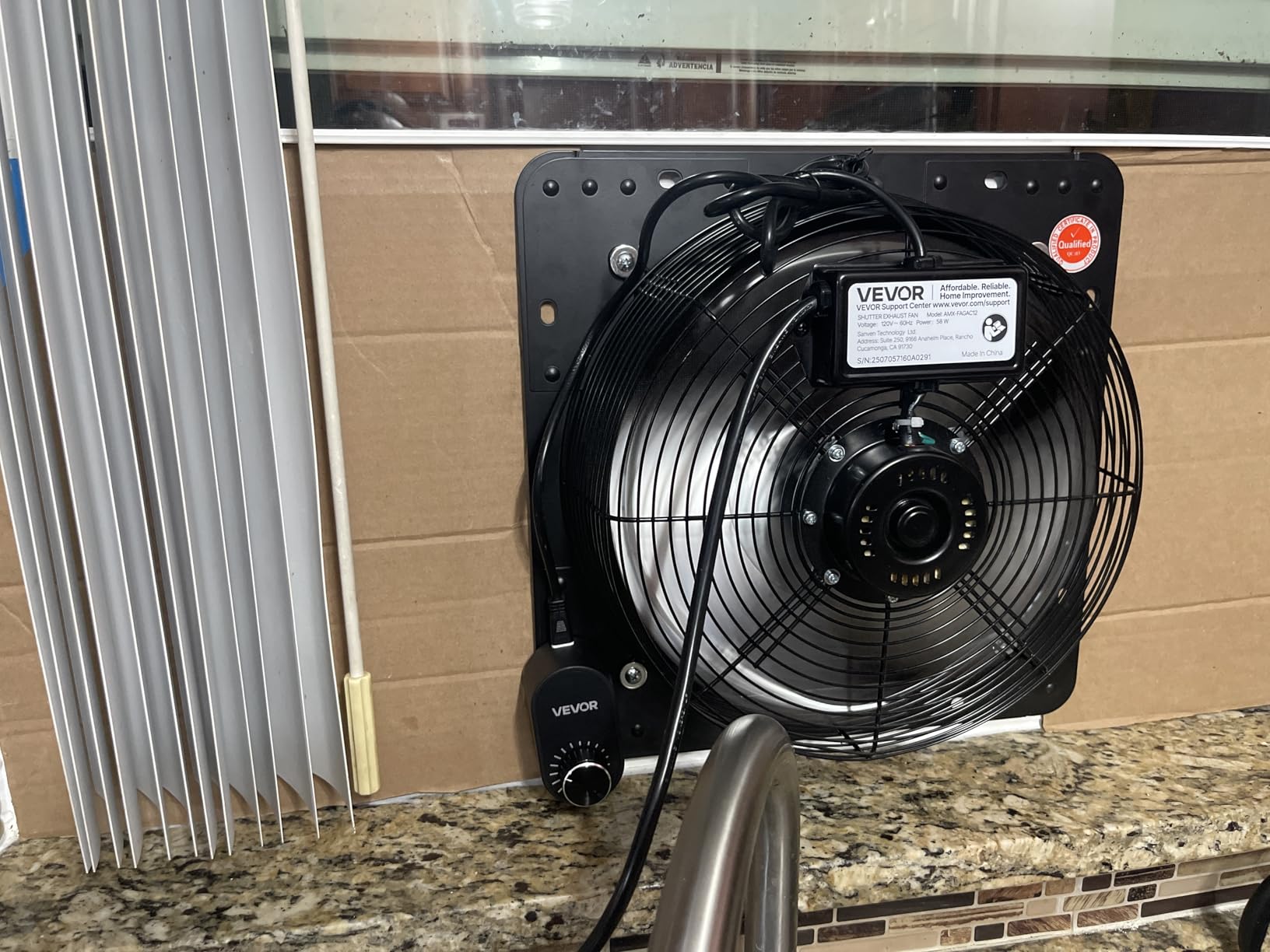 VEVOR 20'' Exhaust Fan, Wall Mounted Attic Fan with Variable Speed controller, 3000 CFM, Automatic Shutter, Ventilation and Cooling, Black customer photo 2