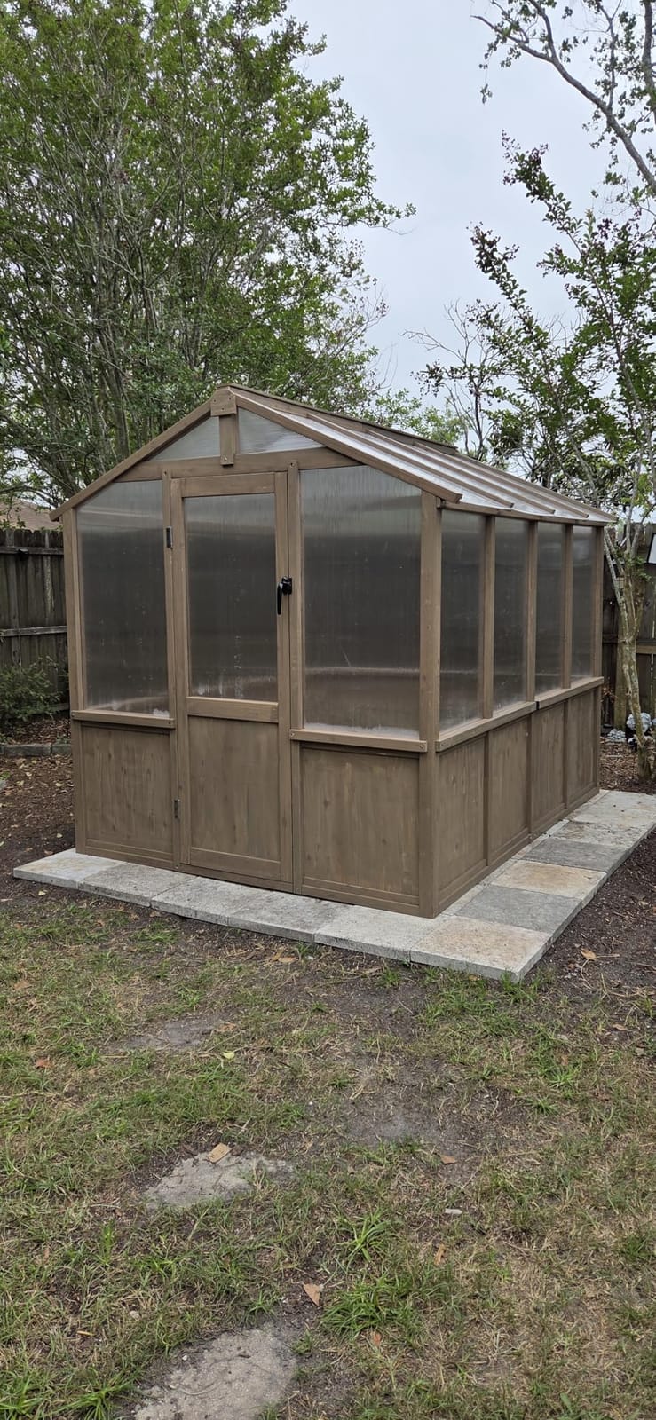 Aoxun 6x12 FT Wooden Greenhouse for Outdoors, 6MM Thick Polycarbonate Panel Walk-in Green House Kit with Adjustable Roof Vent and Lockable Door, Heavy Duty Cedar Greenhouse, Backyard Garden, Gray customer photo 2