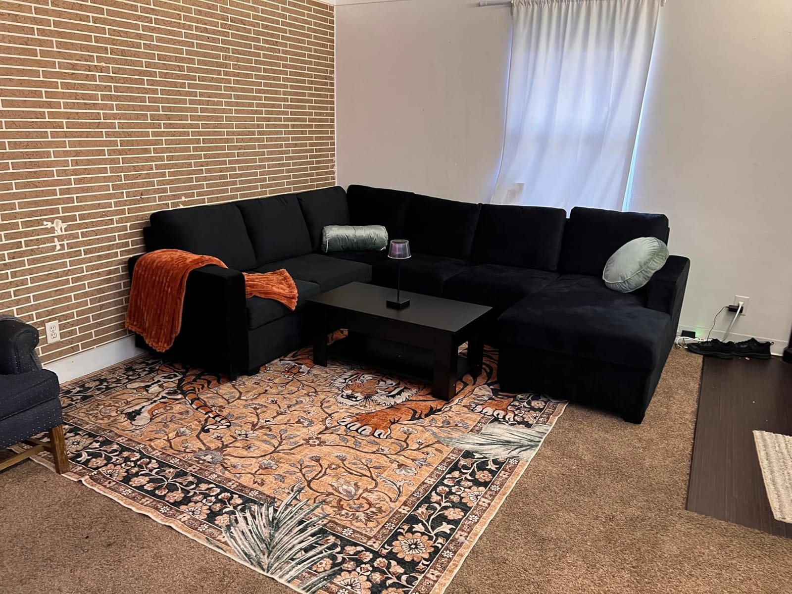 HONBAY Sleeper Sectional Couch with Pull-Out Bed Sectional Sleeper Sofa Pull Out Bed with Storage Chaise, 6 Seaters Couch for Living Room, Faux Leather Brown customer photo 1