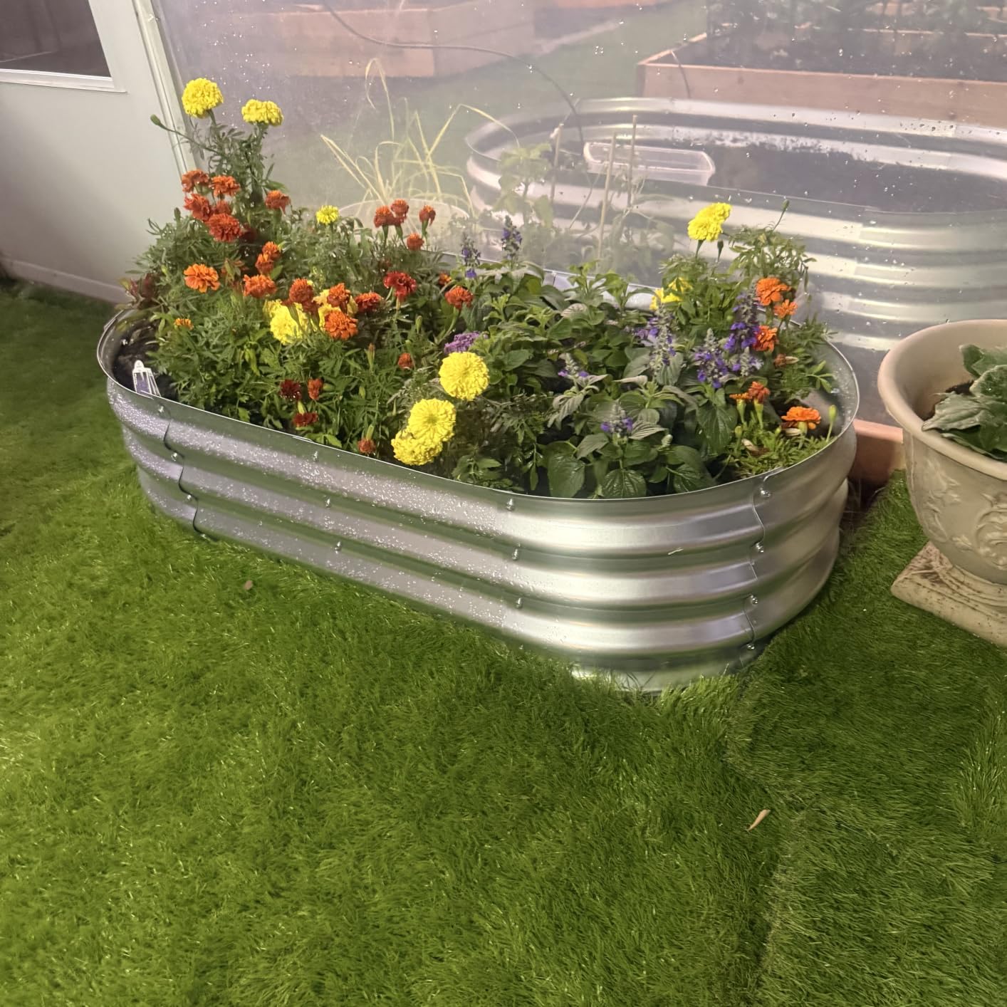 Galvanized Raised Garden Bed Outdoor, 4x2x1ft(2Pack) Metal Heavy Duty Planter Boxes for Gardening, Easy Assemble Bottomless Small Oval Plant Container Kit for Vegetable, Flower, Fruit, Silver customer photo 1