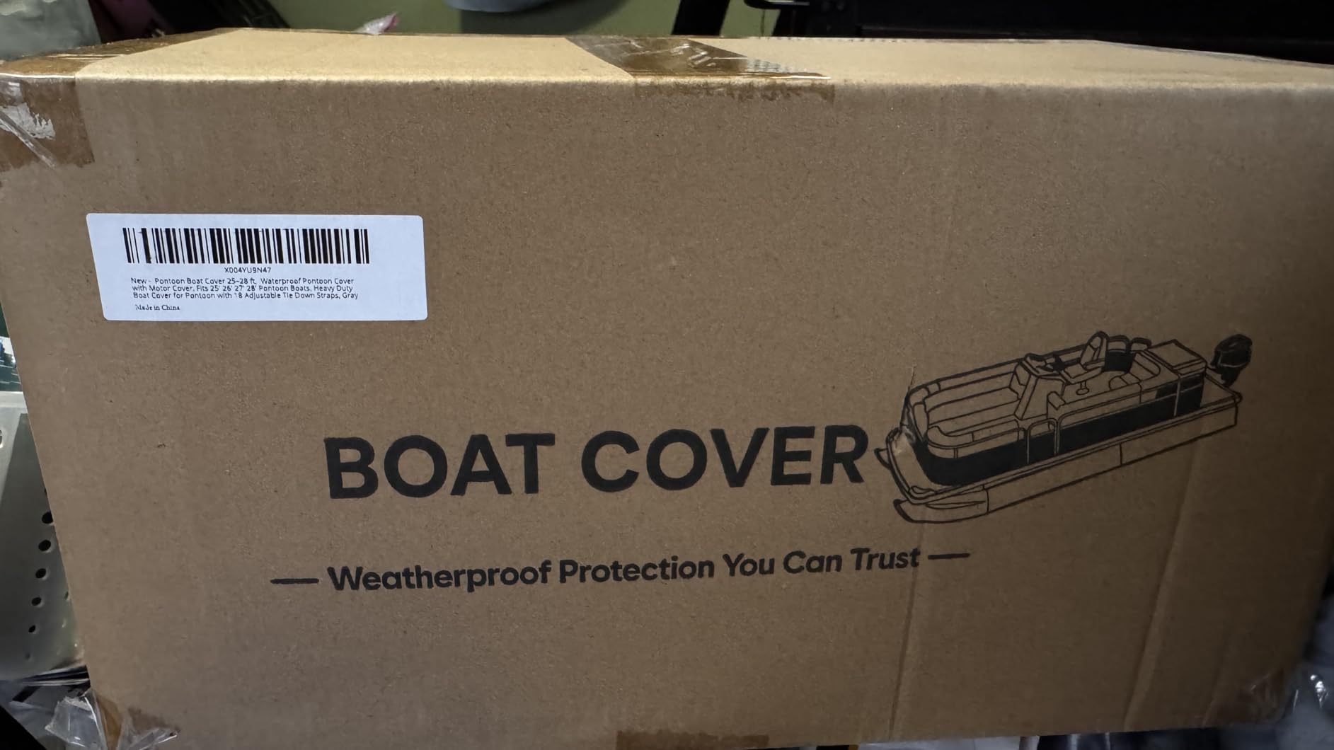 1200D Pontoon Boat Cover 17-20ft, with 14 Adjustable Tie Down Straps, Gray customer photo 1