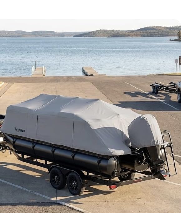 1200D Pontoon Boat Cover 17-20ft, with 14 Adjustable Tie Down Straps, Gray customer photo 2