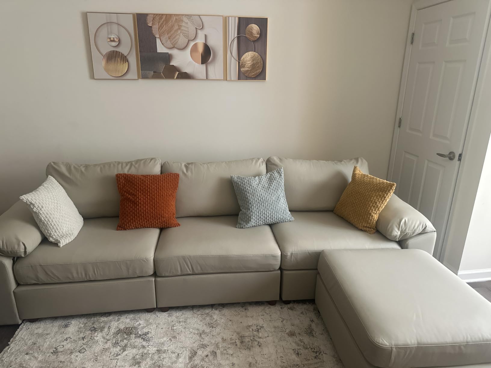 EASE MOOSE Modular Sectional Sofa, U Shaped Scratch Resistant Couch, Beige customer photo 1