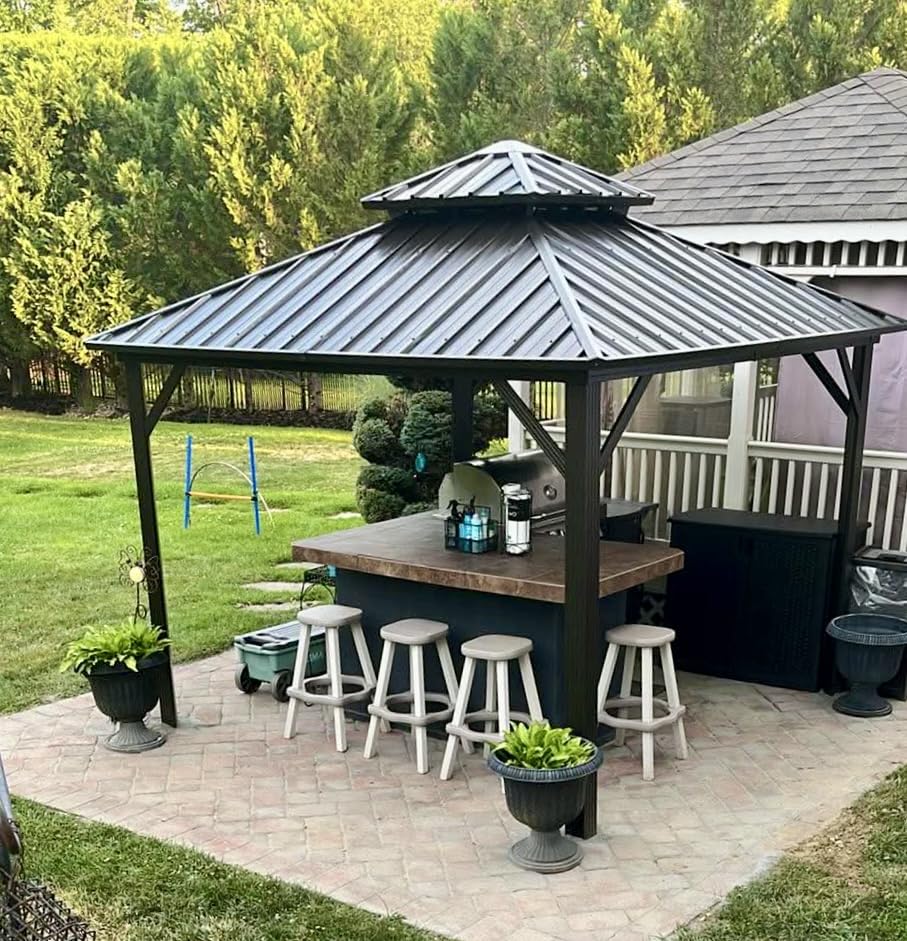 PURPLE LEAF Outdoor Hardtop Gazebo 12' X 16' Solarium Double Roof Bronze customer photo 1