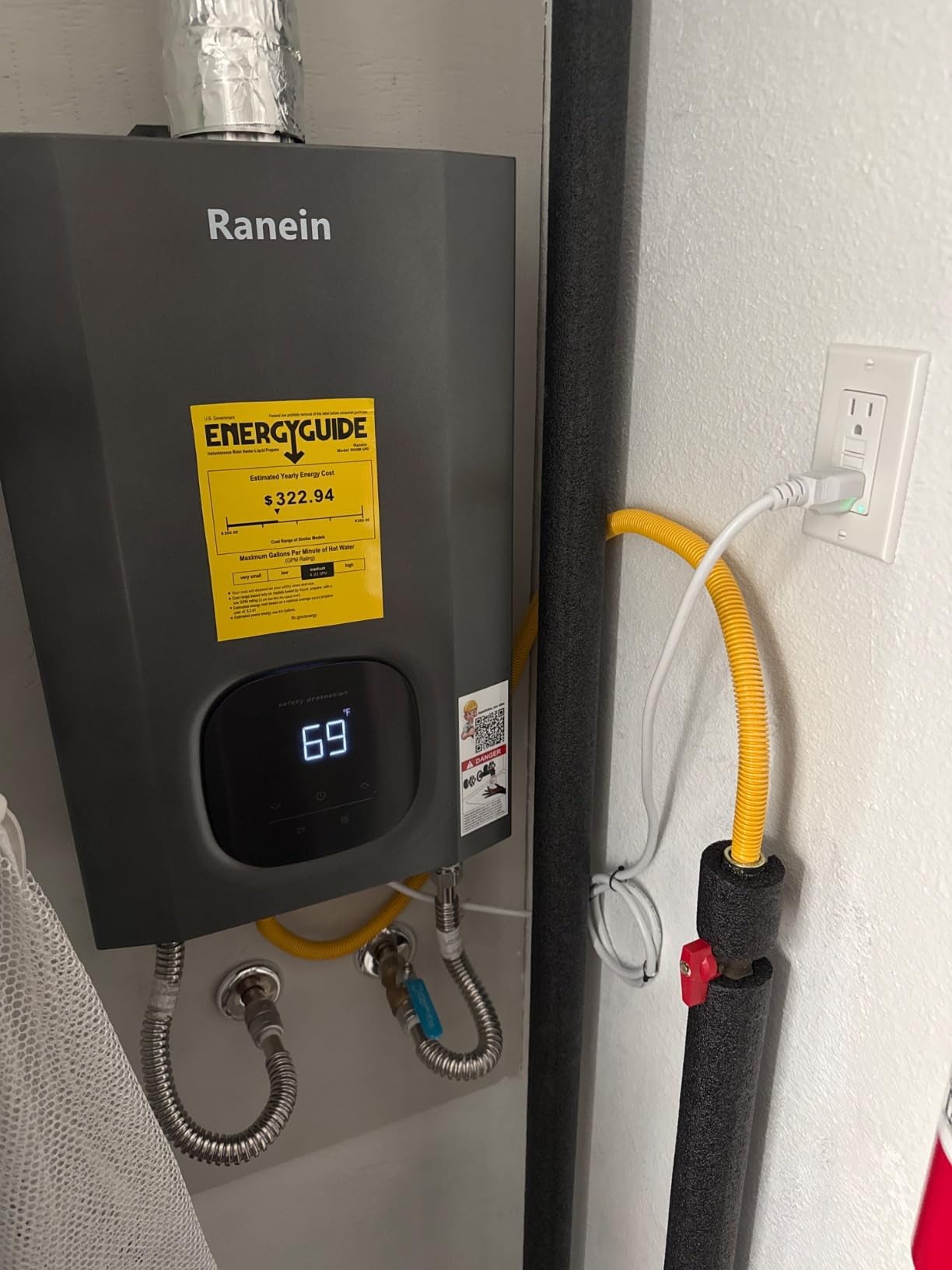 Ranein Propane Gas Tankless Water Heater, 8.5 GPM, 190,000 BTU, Indoor customer photo 1