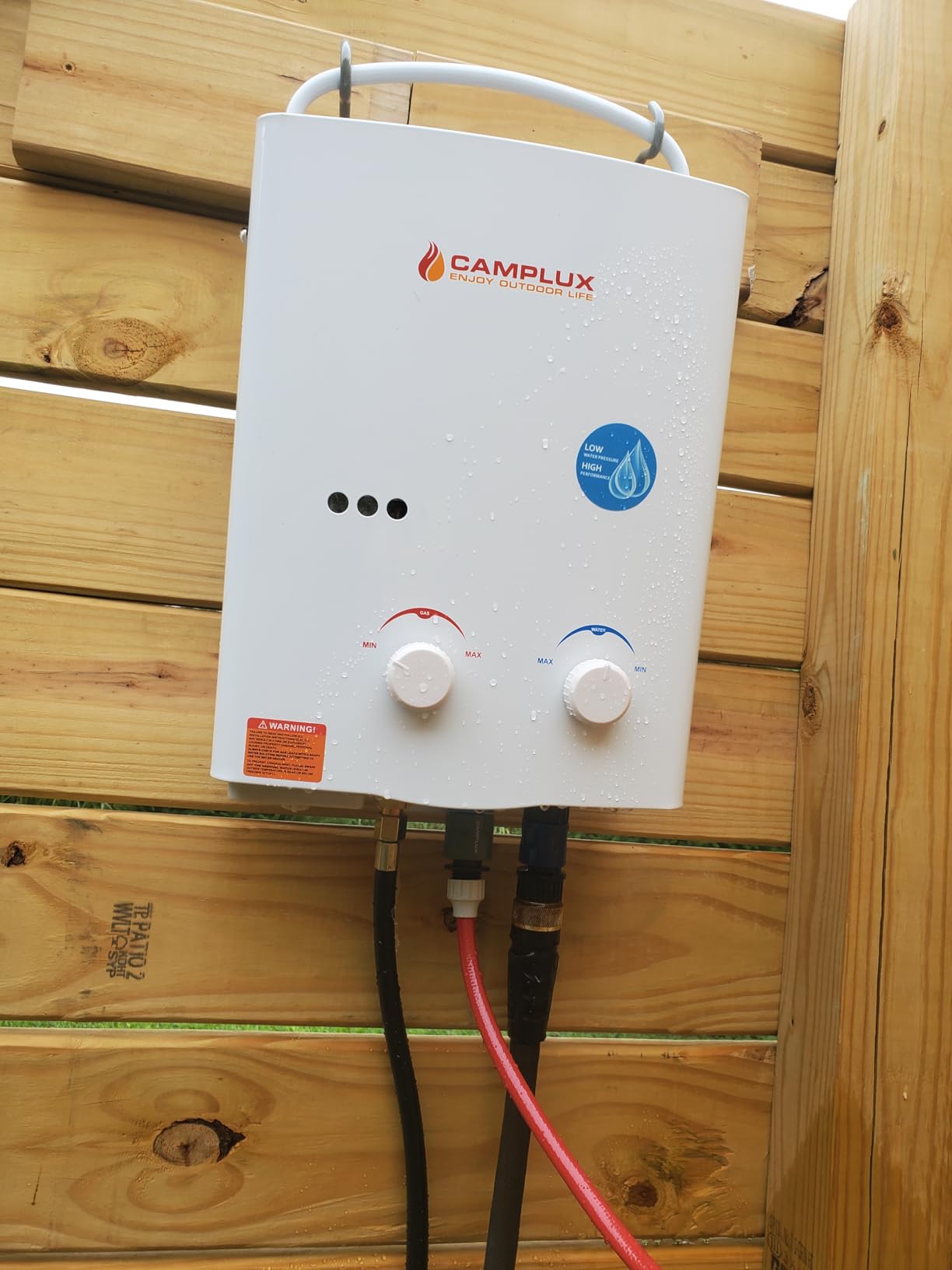CAMPLUX Portable Tankless Water Heater, 1.32 GPM 5L Propane Water Heater for Camping, RV & Off-Grid, Instant Outdoor Hot Water Shower System with Gas Regulator, Battery Powered, AY132G, Gray customer photo 1