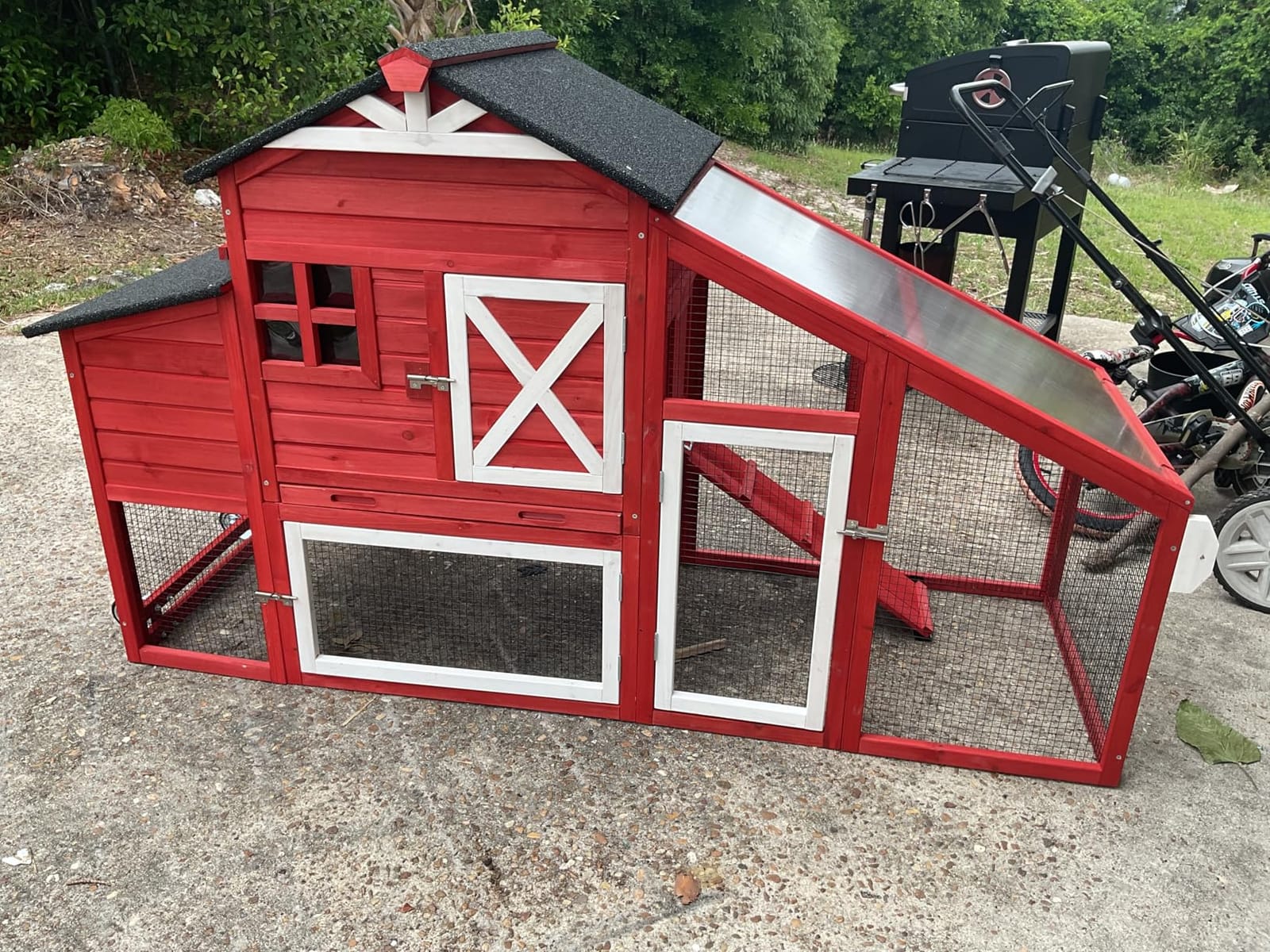 80.5’’ Large Chicken Coop with Run, Mobile Chicken House with Nesting Box and Leakproof Pull-on Tray, Wooden Hen Poultry Cage with Waterproof Roof for 2 to 4 Chickens, Chicken Tractor with Wheels customer photo 2
