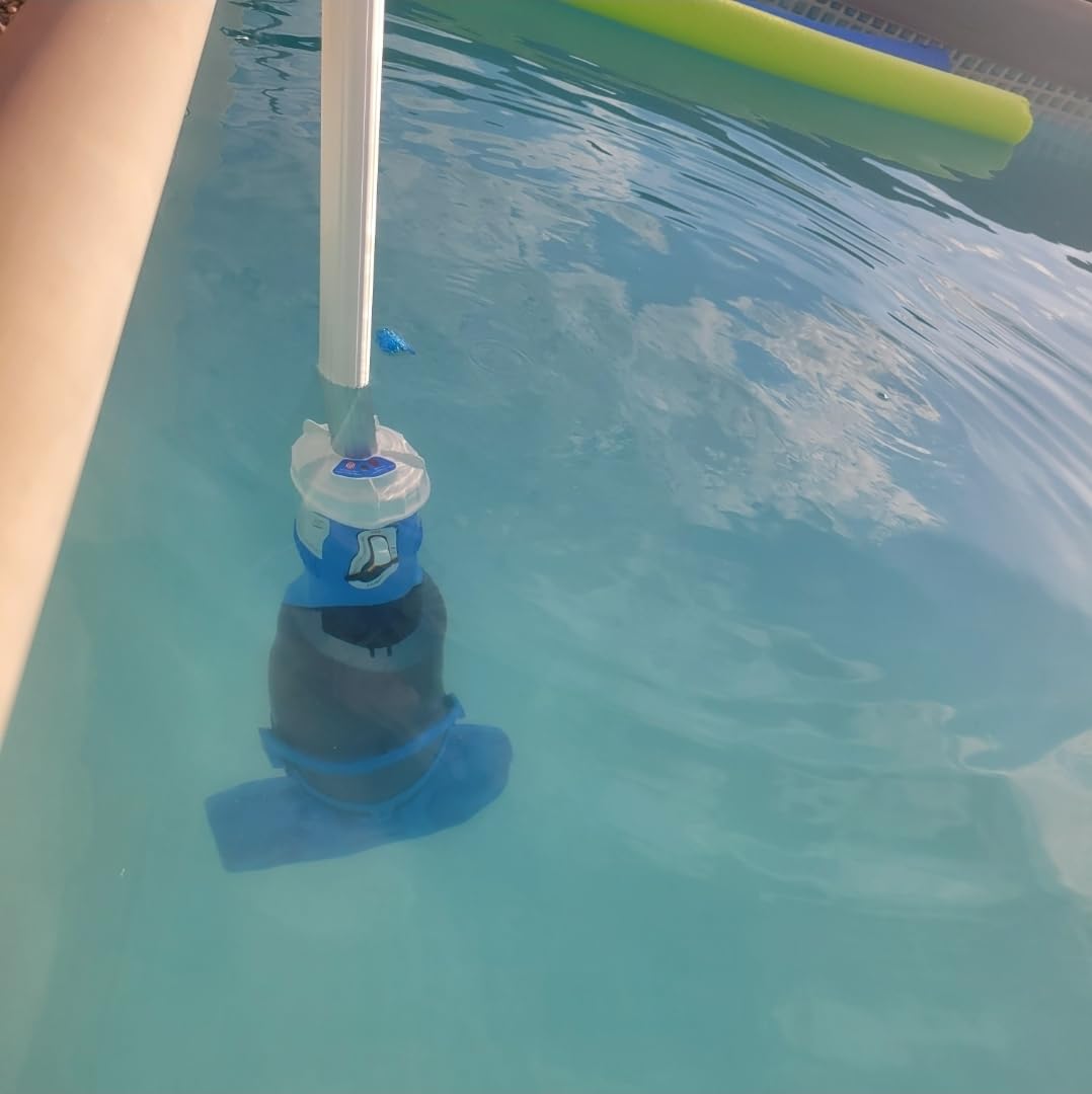 Cordless Pool Vacuum with Telescopic Pole, 18.5 GPM Powerful Suction, 1.5H Supercharge Technology, Handheld Pool Vacuum Cleaner for Above Ground/Inground Pools, Hot Tubs, Blue customer photo 1