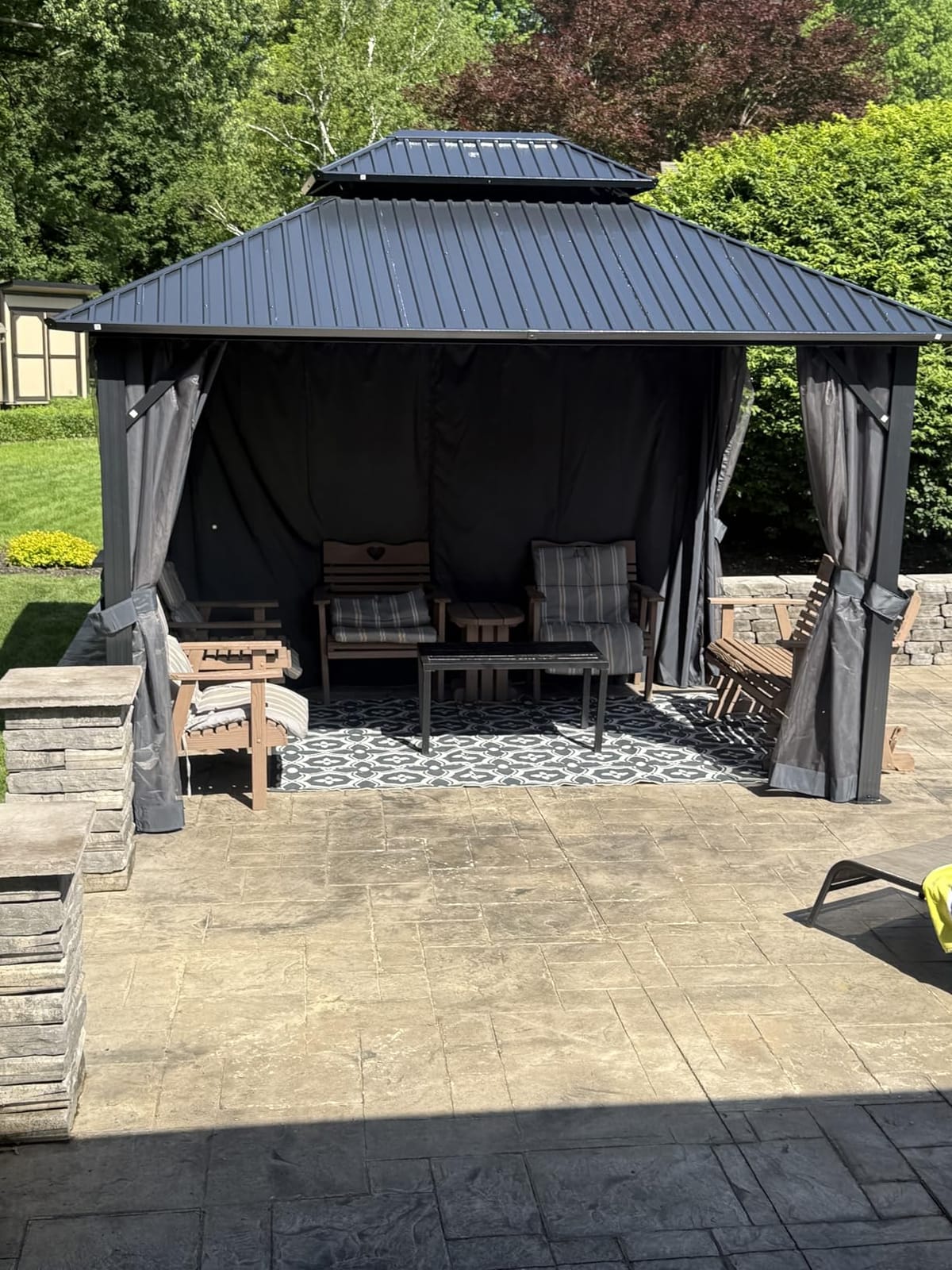 HOTEEL 10x12 Hardtop Gazebo on Clearance with Heavy Duty Galvanized Steel Double Metal roof,Aluminum Frame,Patio Hard Top Screened in Gazebo with Curtains,Outdoor Permanent Pavillon for Backyard,Gray customer photo 1