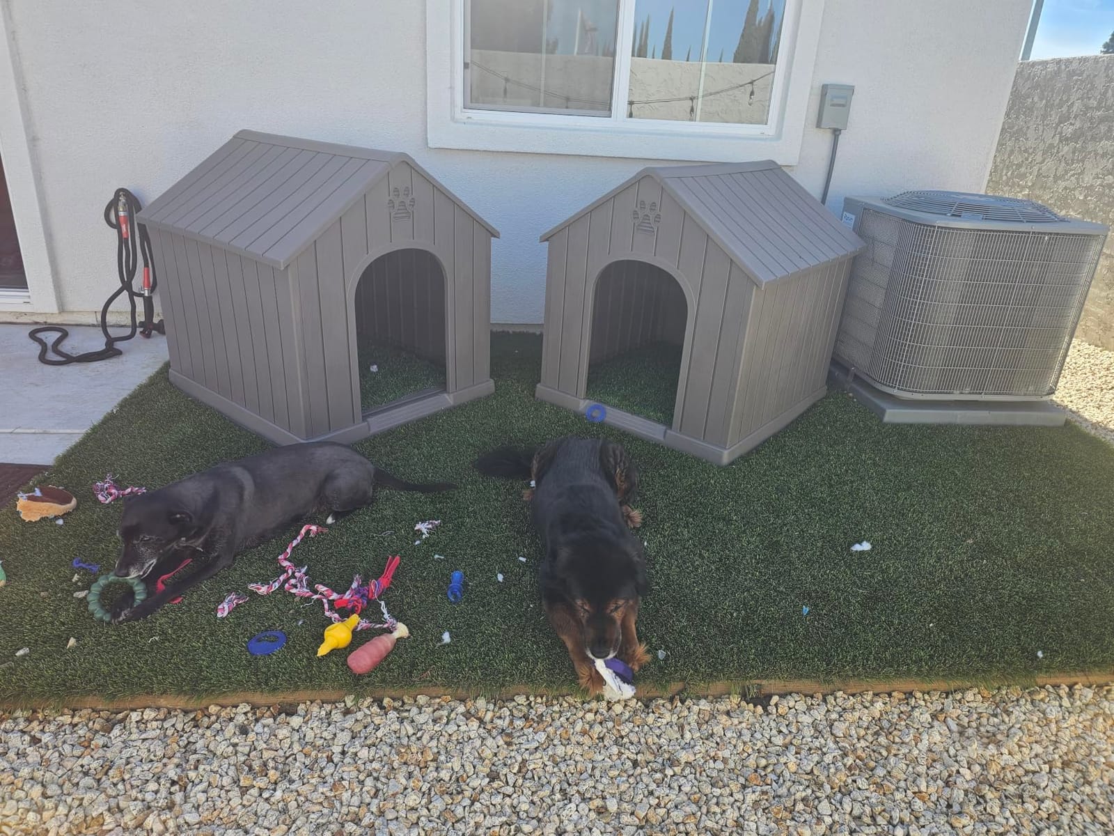 Fancyango Large Dog House for Medium to Large Dogs – Sturdy Waterproof Doghouse for Indoor/Outdoor Use with Air Vents and Elevated Floor Easy to Clean and Assemble (Classic Grey, 36.2
