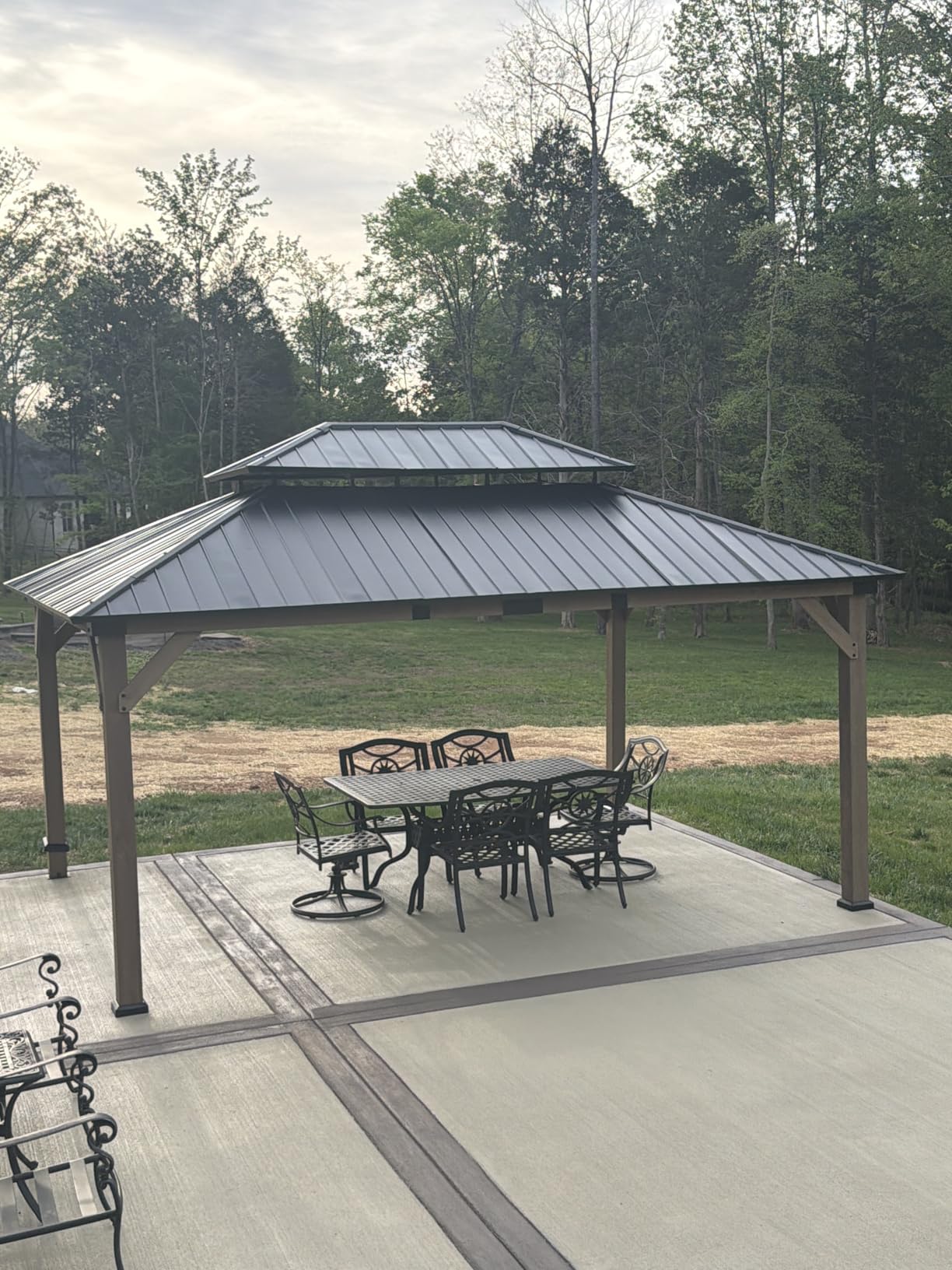 Aoxun 10' x 12' Patio Wood Gazebo Cedar Wood, Natural customer photo 1
