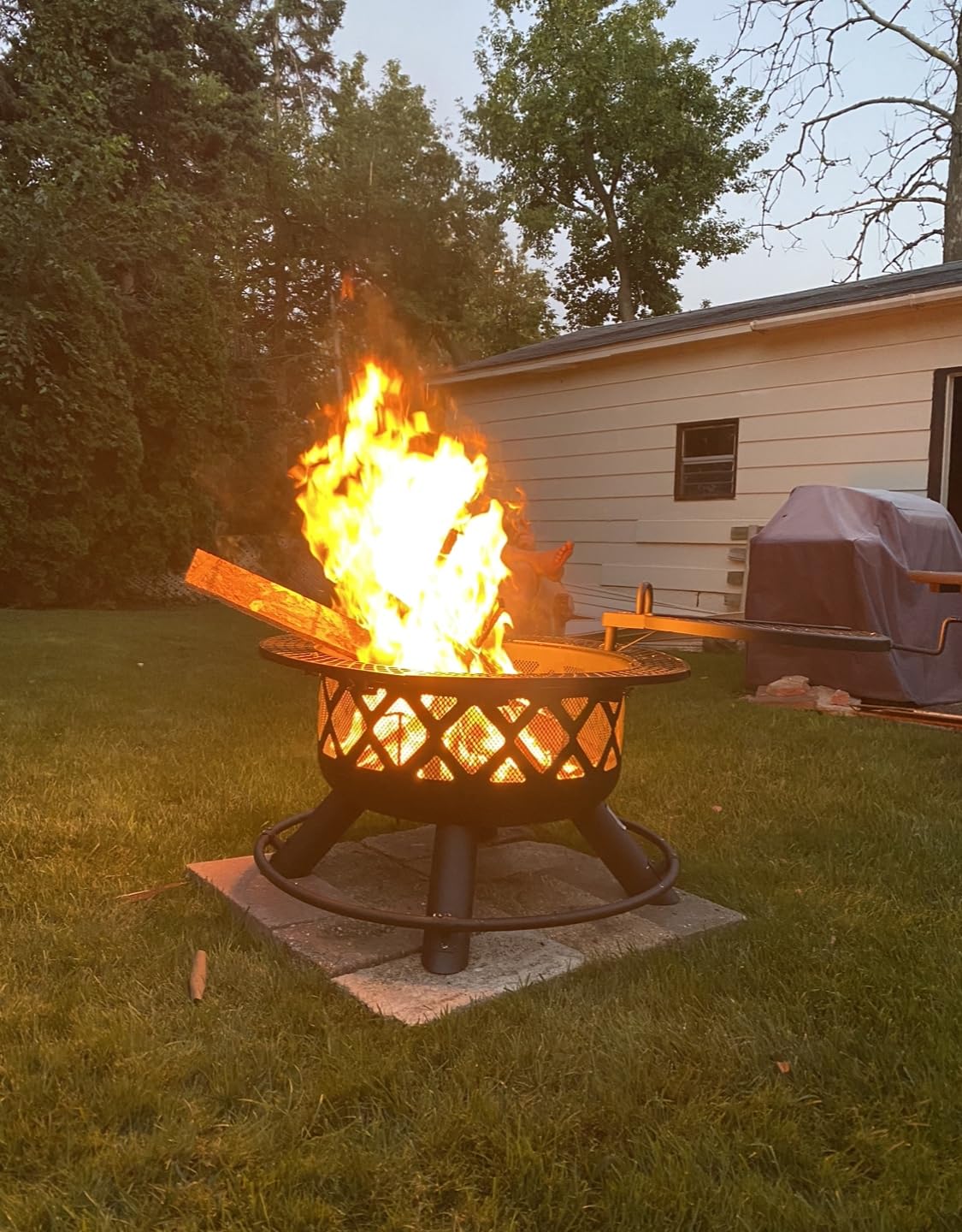 Outdoor Fire Pits for Outside Wood Burning Fire Pit with Cooking Grill customer photo 2