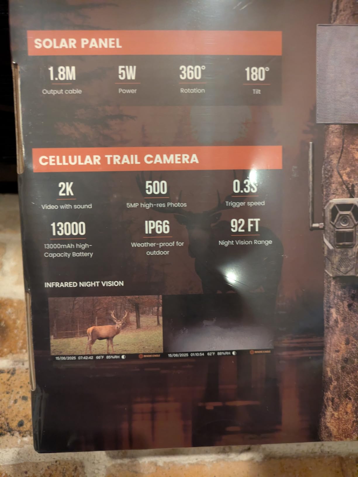 MagicEagle® Cellular Trail Camera 4G Wild Game Cameras 13,000 mAh Battery Solar Panel 2K Audible Video No-Glow IR Night Vision IP66 Waterproof for Wildlife Deer Monitoring Home Security (Army Green) customer photo 2
