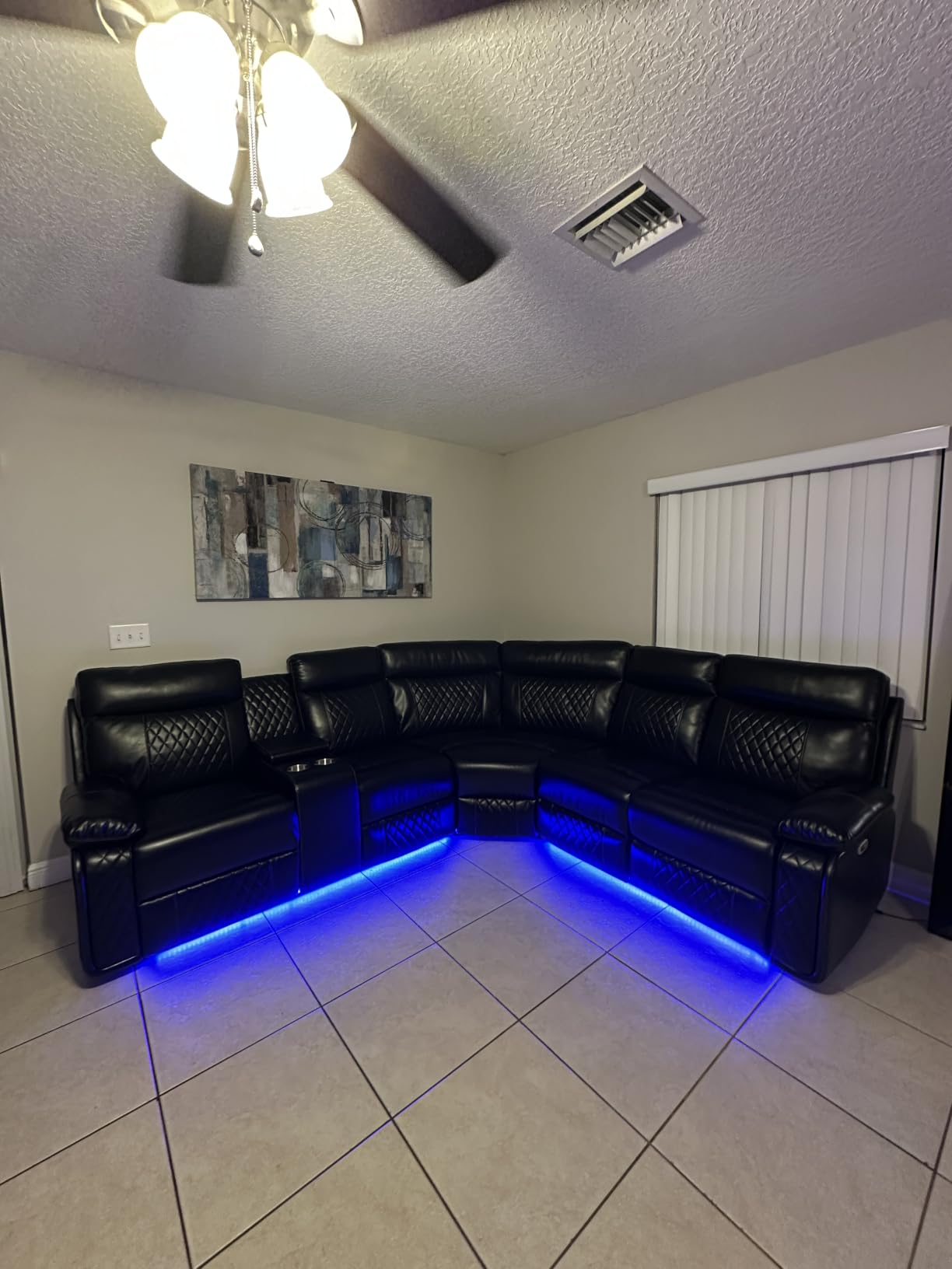 Leather Power Reclining Sectional Sofa Set with Bass Speakers & USB Ports customer photo 1