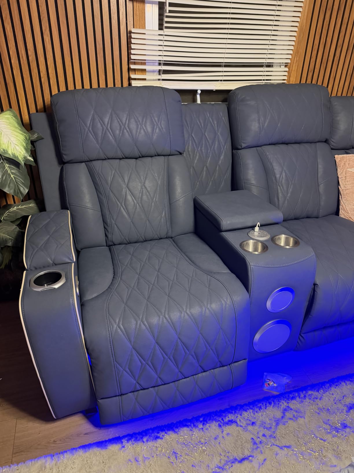 Leather Power Reclining Sectional Sofa Set with Bass Speakers & USB Ports customer photo 2