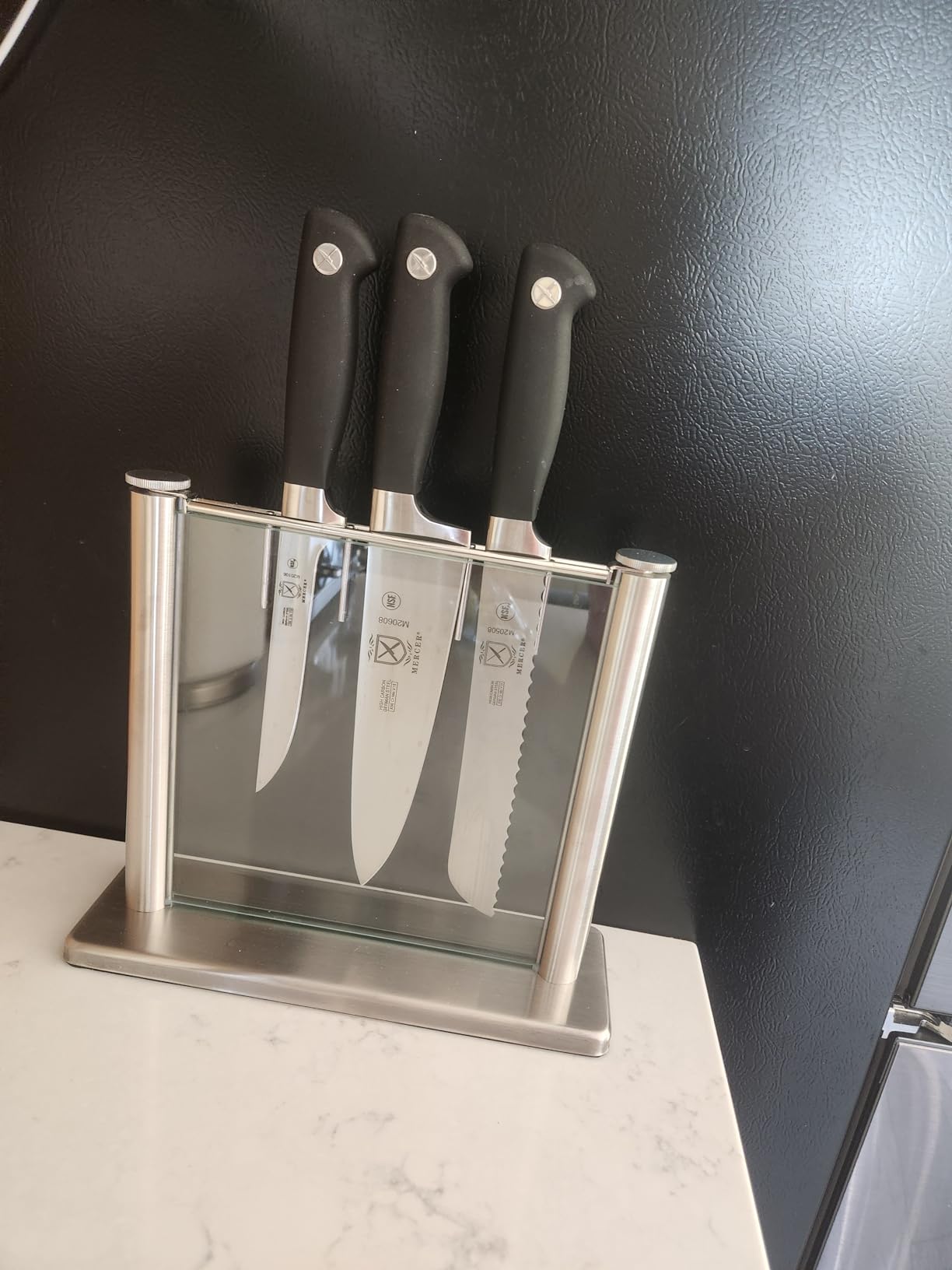 Mercer Culinary M20000 Genesis 6-Piece Forged Knife Block Set, Tempered Glass Block,Black customer photo 1