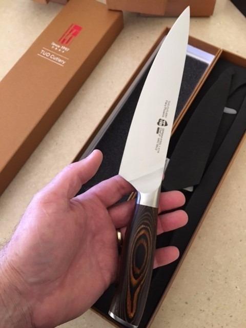 TUO Utility Knife, 5 inch Small Kitchen Knife for Paring & Slicing, with Ergonomic Pakkawood Handle, High Carbon German Stainless Steel - Fiery Phoenix Series customer photo 2