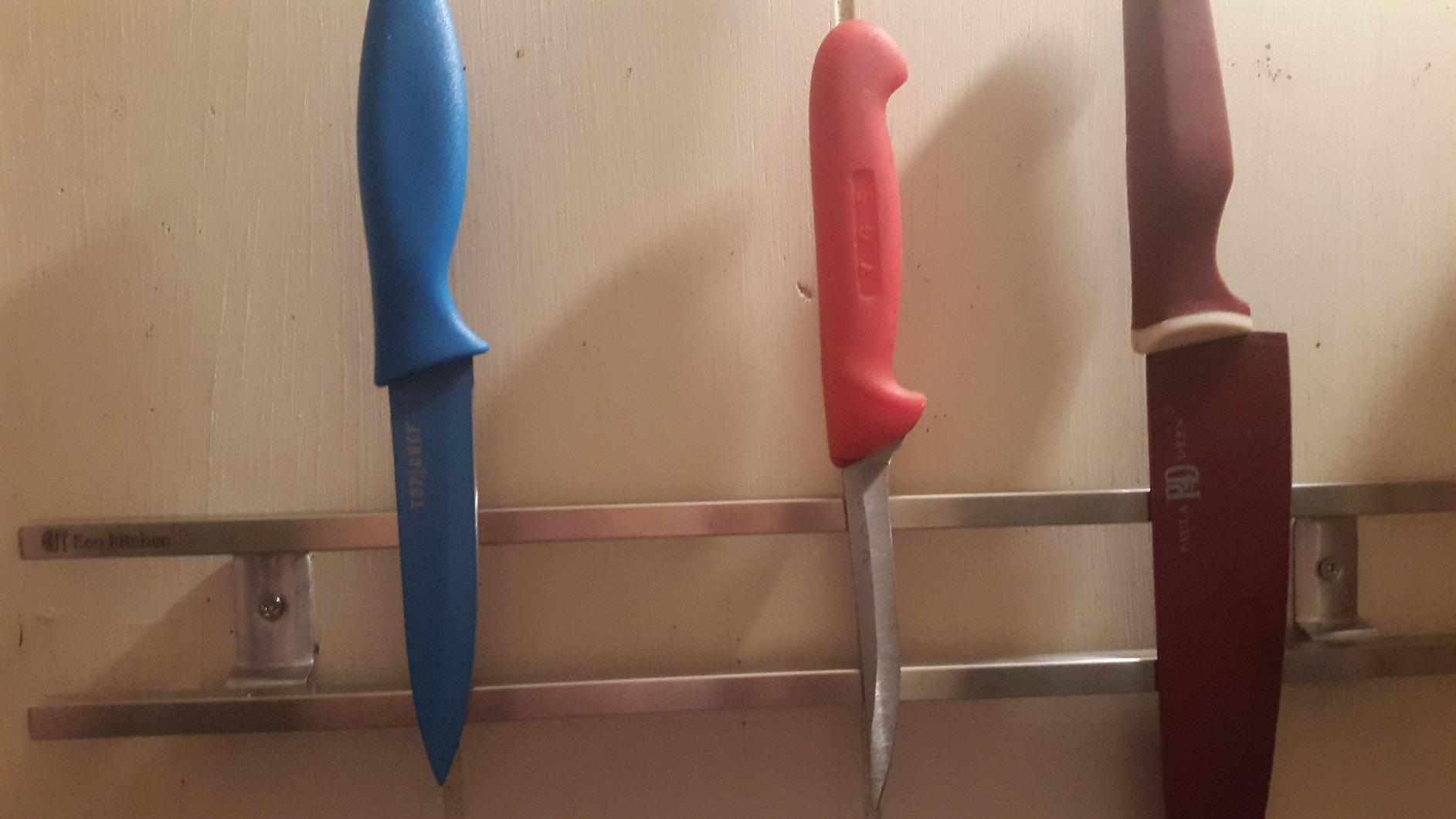 Magnetic Knife Holder for Wall - Stainless Steel Knife Magnetic Strip 18 Inch - Wall Knife Magnet Bar Rack With Hooks customer photo 2