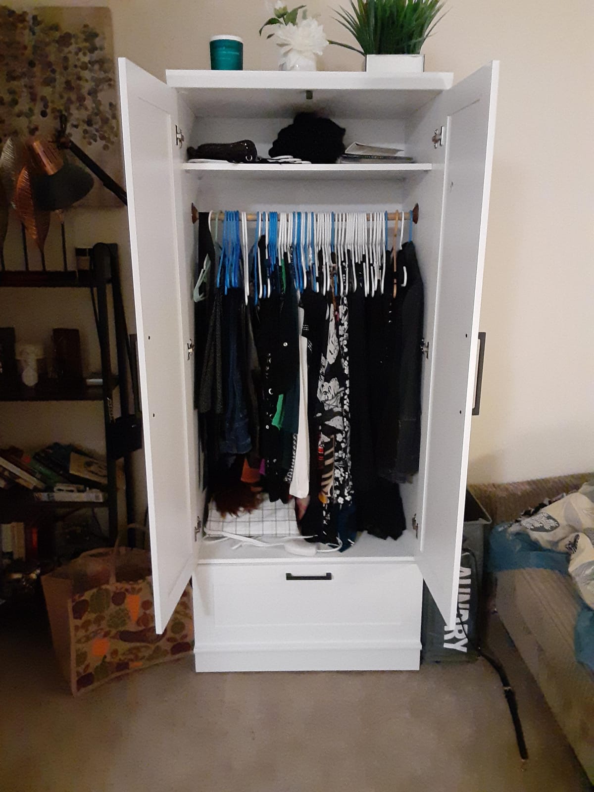 Sauder HomePlus Wardrobe/Storage Cabinet, Spacious Hidden Storage, Wardrobe Armoire, 29.1x20.9x71.2 - Soft White Finish customer photo 1