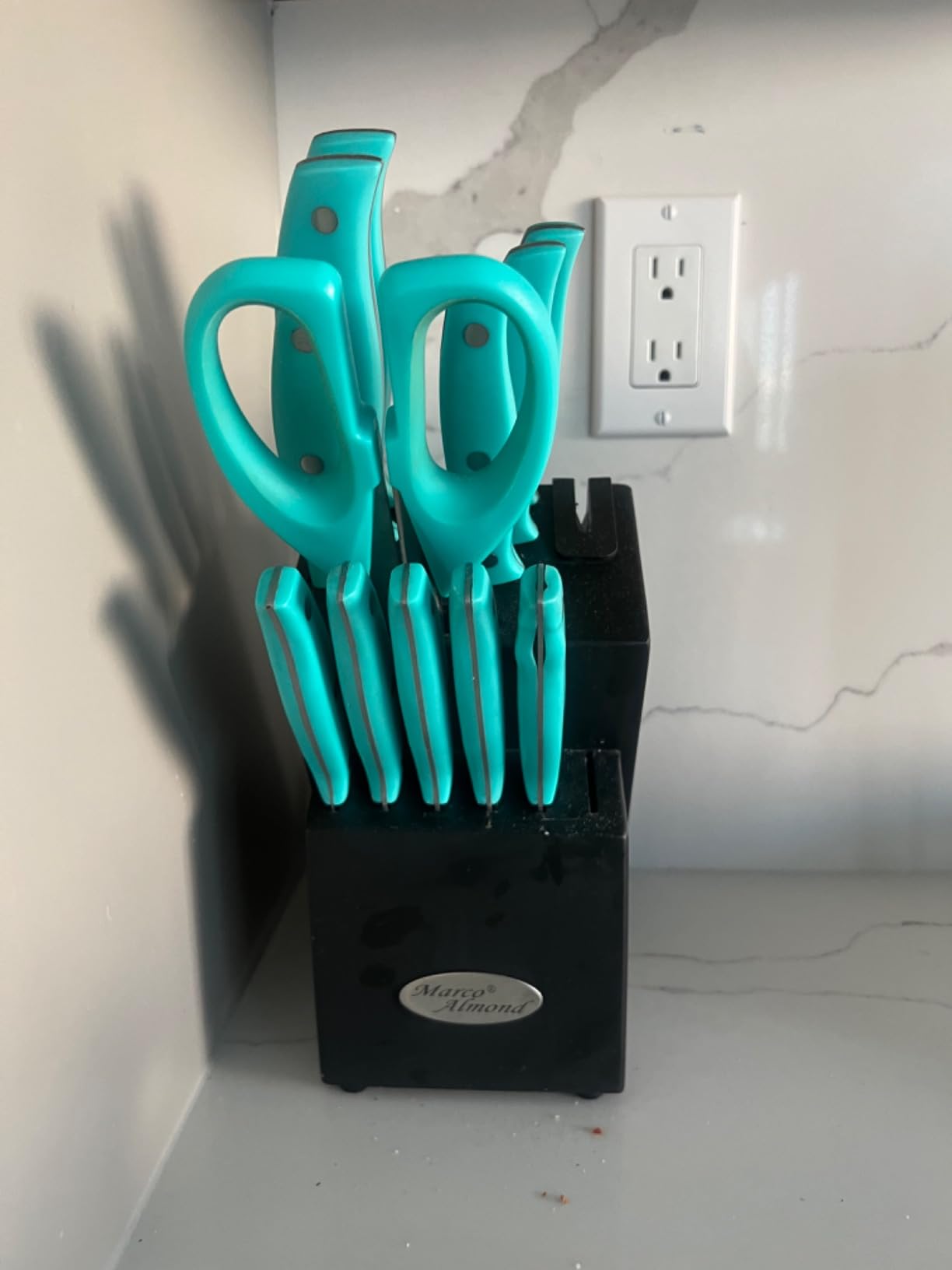 Marco Almond Knife Block Set Kitchen Knives Built-in Sharpener customer photo 2