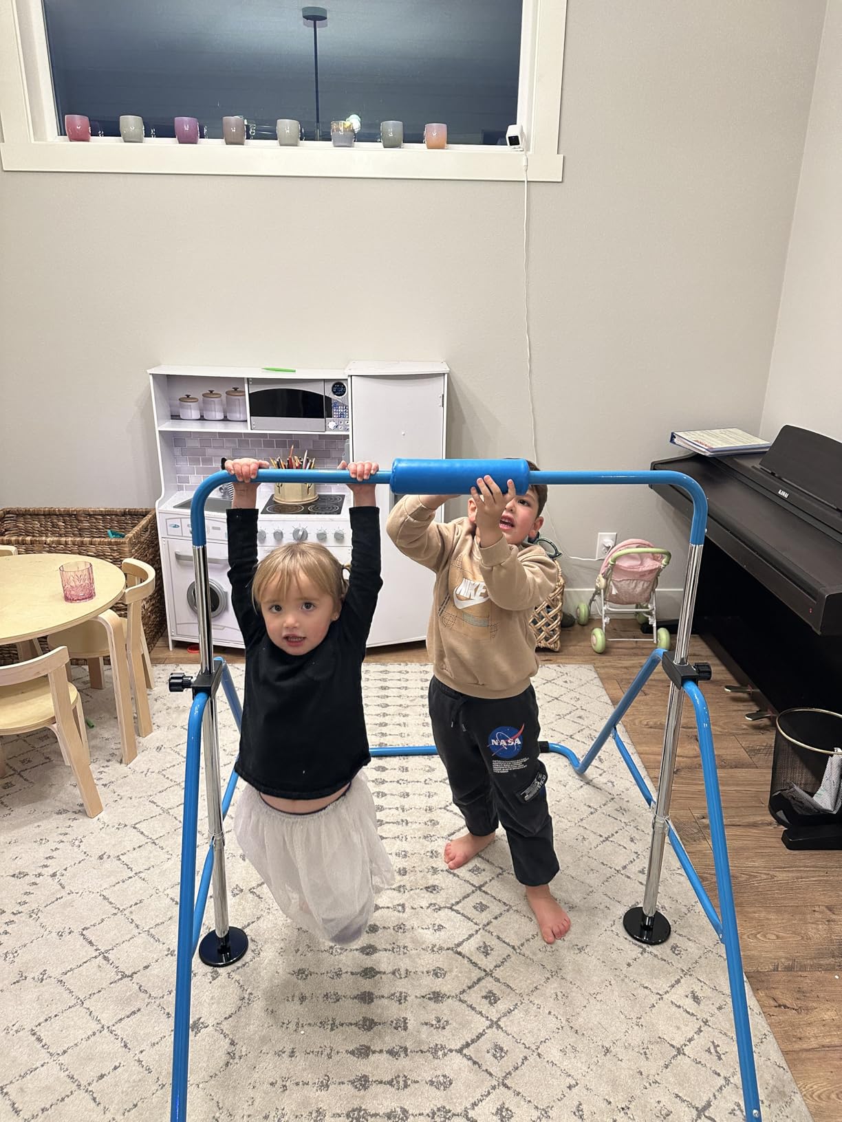 Safly Fun Foldable Gymnastics Bar for Kids, Adjustable 35