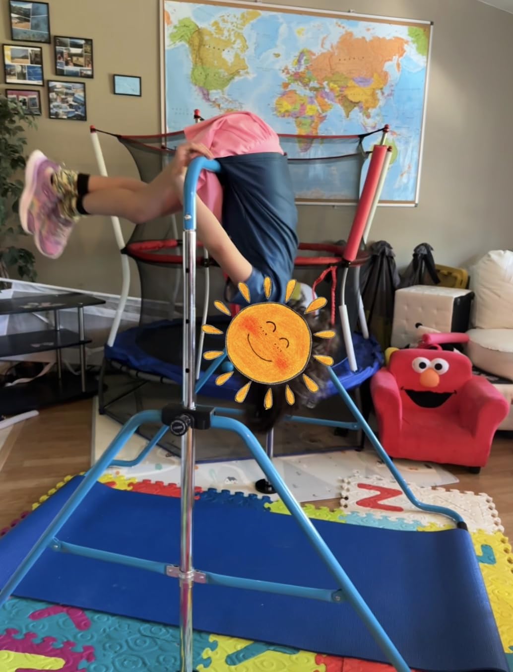 Safly Fun Foldable Gymnastics Bar for Kids, Adjustable 35