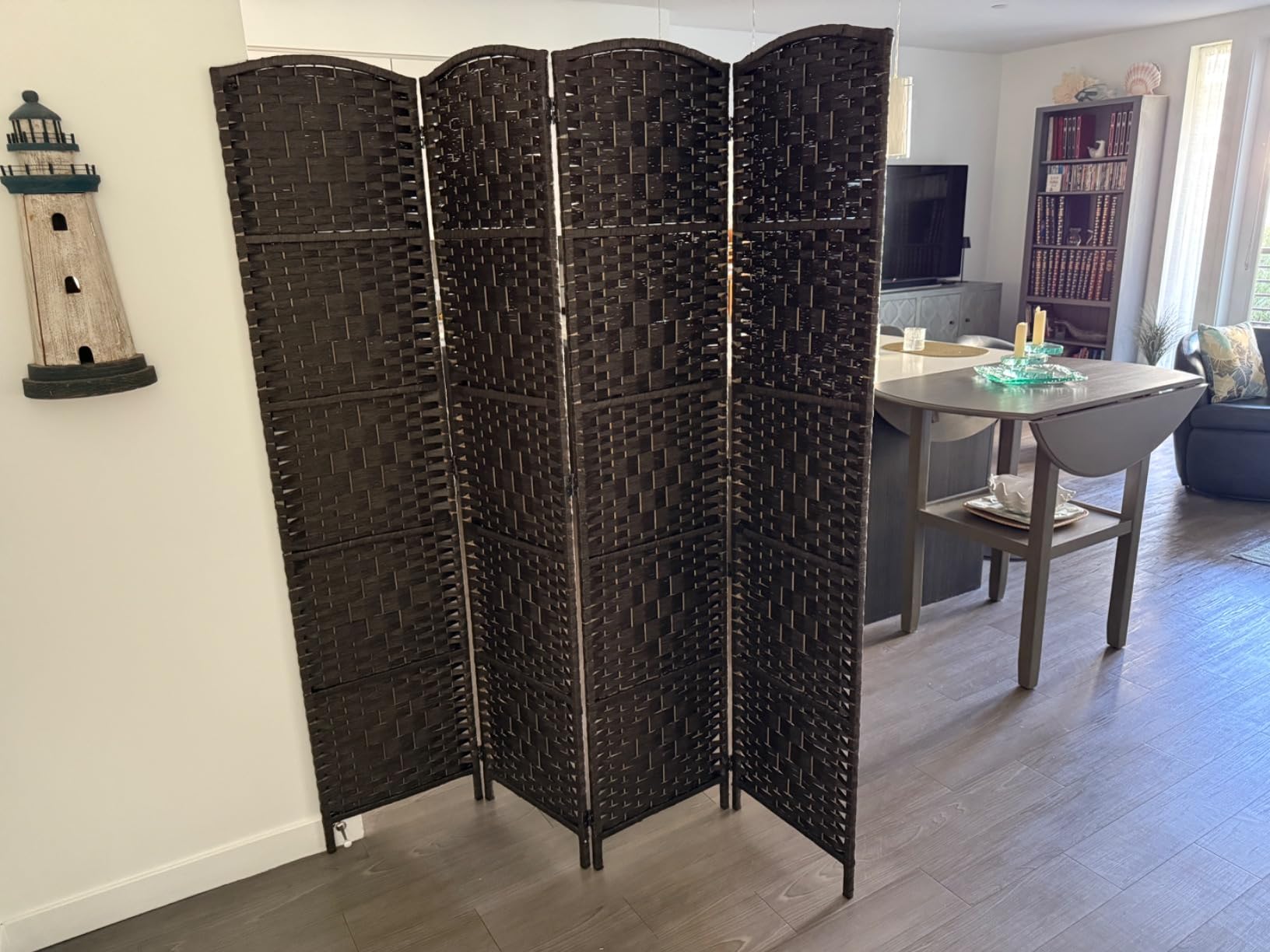 RHF Room Divider Panel,4 Panel Partition Room Dividers Screen, Dark Mocha customer photo 1