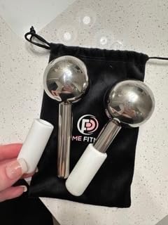 Ice Globes for Facials | Unbreakable Steel Cooling Roller | Cryo Sticks for Face | Massager for Face Neck & Eyes | Skin Care for Dark Circles, Puffiness, Wrinkles, Collagen Production (White) customer photo 2