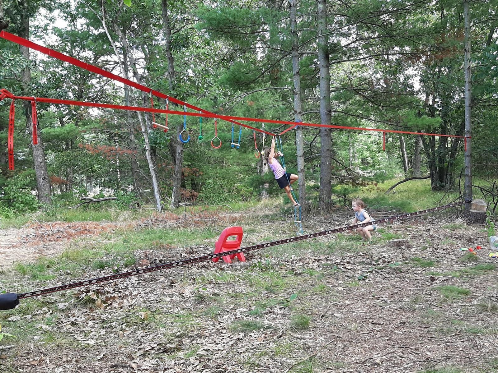 Ninja Warrior Obstacle Course for Kids - 60ft Slackline with 8 Pcs Accessories, Tree Protector & Carry Bag customer photo 1