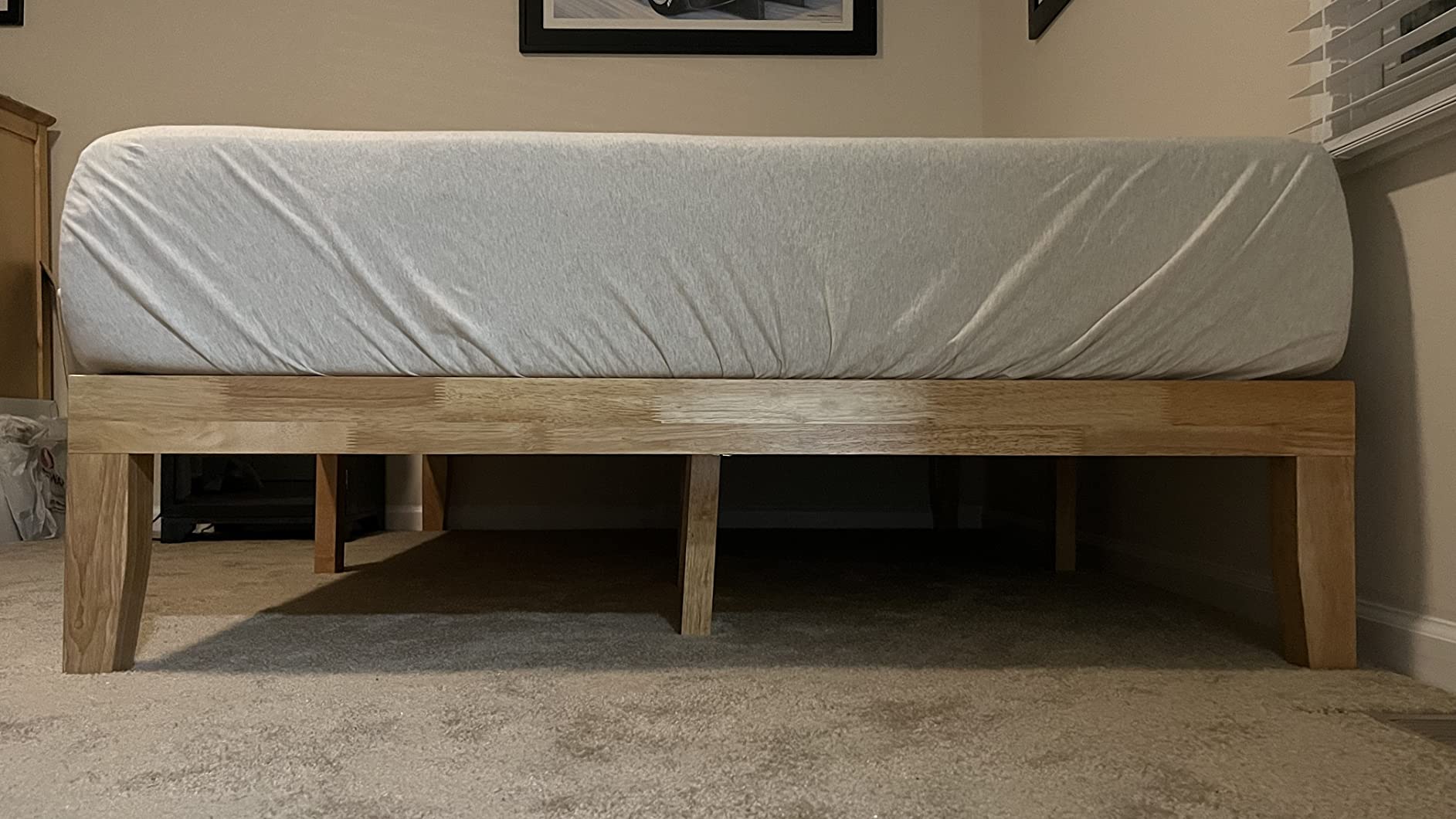 GIANTEX 14 Inch Queen Wood Platform Bed Frame, Minimalist Style Mattress Foundation with Solid Rubber Wood, Heavy Duty Slat Support, Without Headboard, Easy Assembly, No Box Spring Needed, Espresso customer photo 1