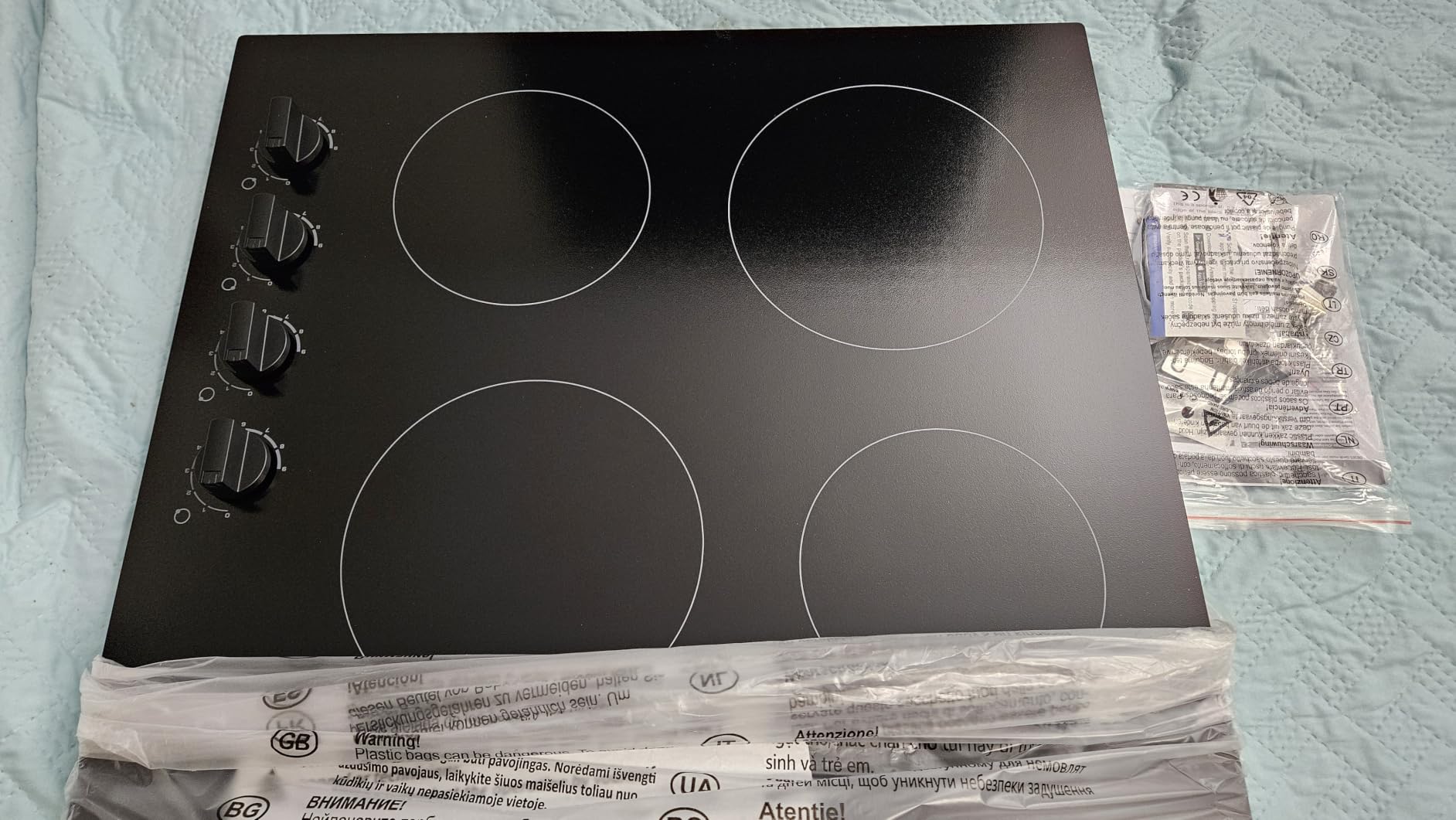 Karinear 4 Burner Electric Cooktop 24 Inch, Built-in Stove Top,Knob Control customer photo 2