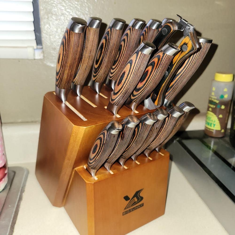 MSY BIGSUNNY Knife Block Set 17-piece Knife Set with Wooden Block - German Steel Perfect Cutlery Set Gift customer photo 1