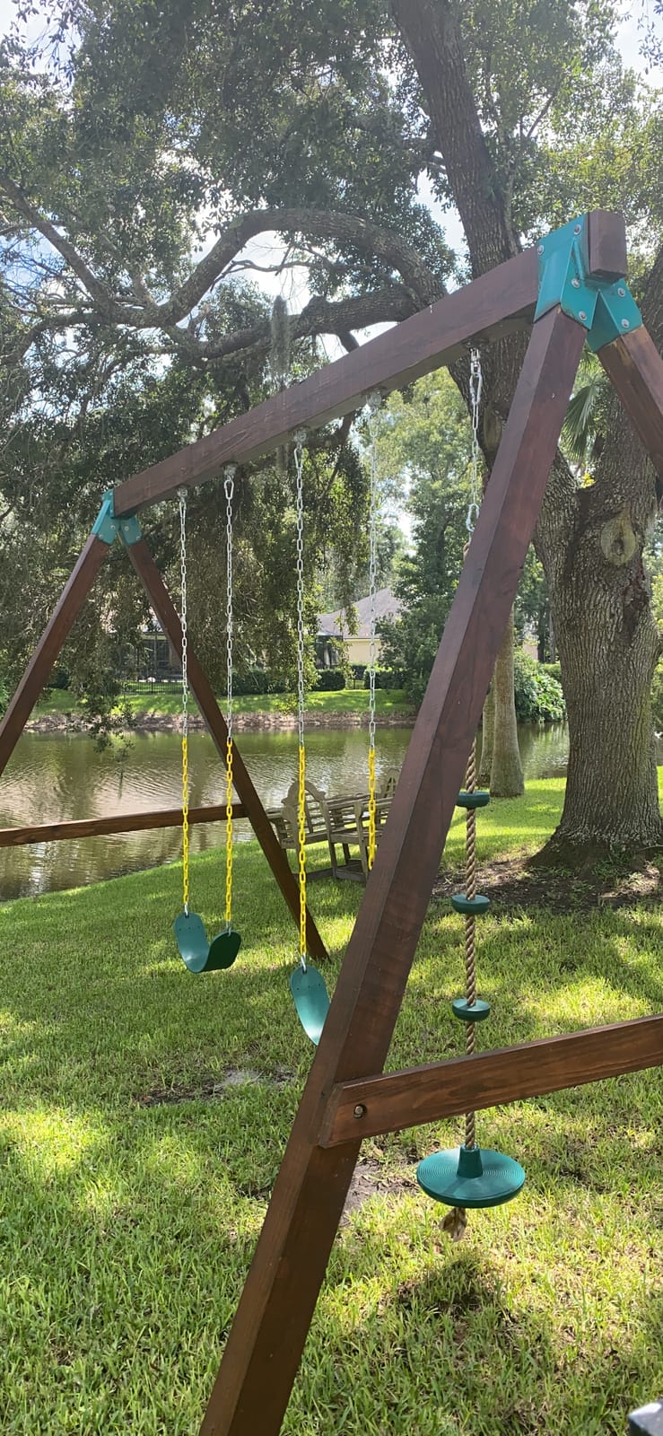 Swing Set Brackets - 2 DIY Wooden Swing Hardware Bracket, Playground Equipment Parts, with Mounting Accessories, for Outdoor Play, Green customer photo 2