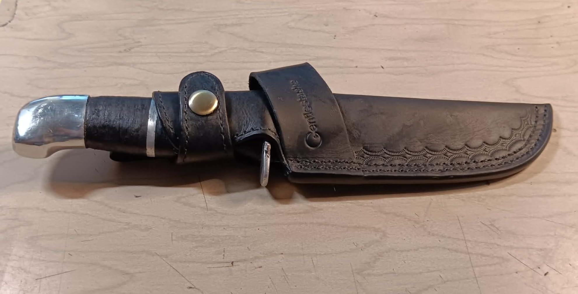 Gentlestache Horizontal Knife Sheath for belt EDC Compact Draw Knife Holster Dark Brown customer photo 2