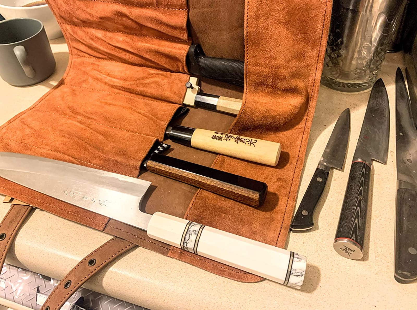 Knife Roll Bag Genuine Leather – Chef`s knife bag 7 slots – Leather Knife Case Sam customer photo 2