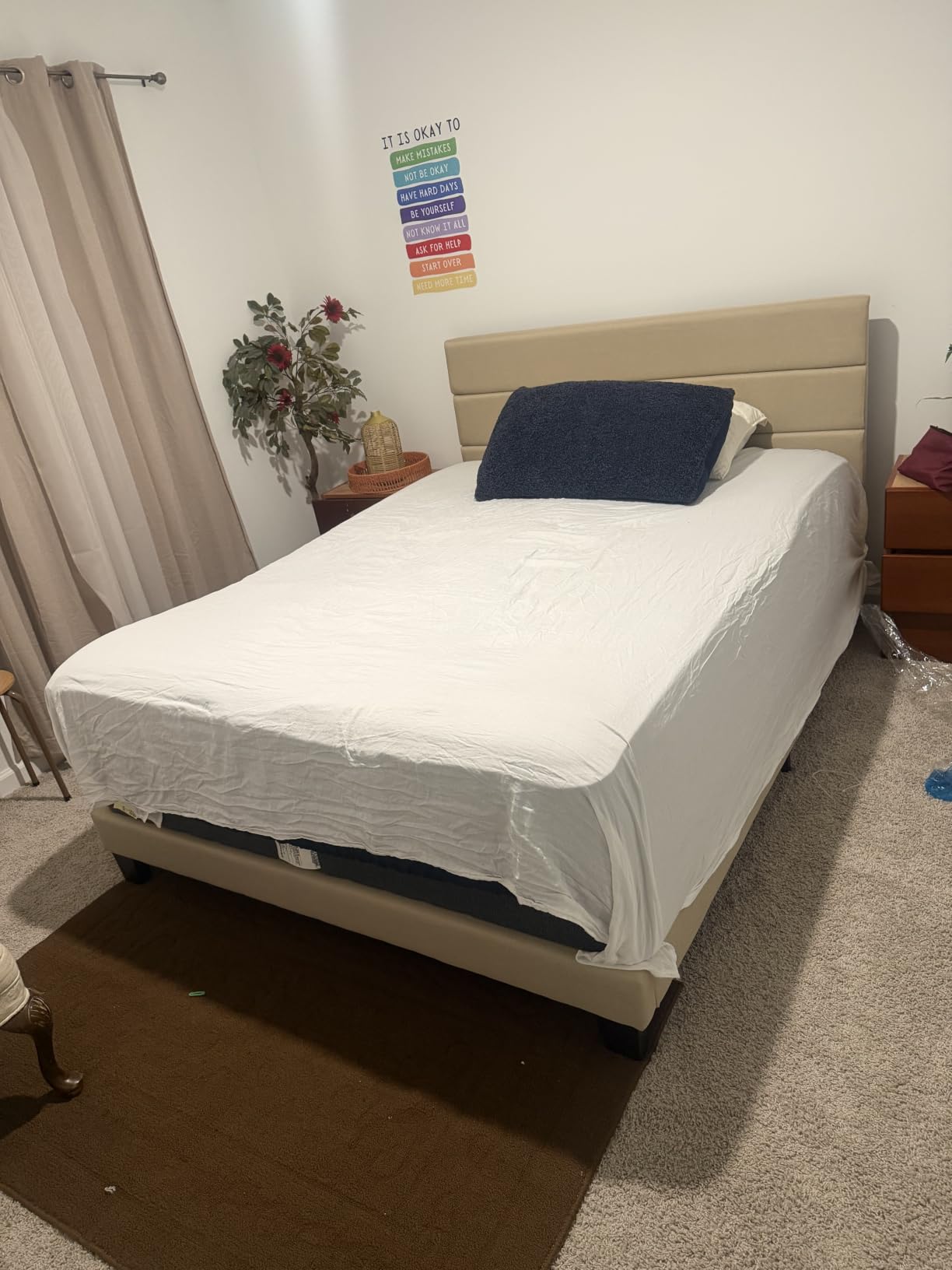 Allewie King Size Platform Bed Frame with Fabric Upholstered Headboard Gray customer photo 1