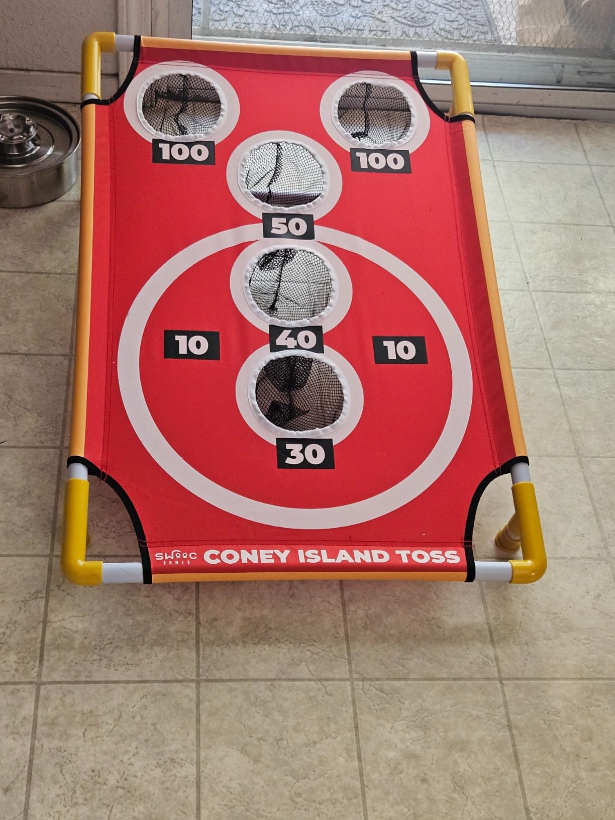 Swooc Games - Coney Island Toss™ - Arcade Style Cornhole Board Set w/Carrying Case & 15+ Games - Corn Hole Games for Adults - Kids Bean Bag Toss Game - Kids Cornhole Set w/Bags - Outdoor Yard Games customer photo 1